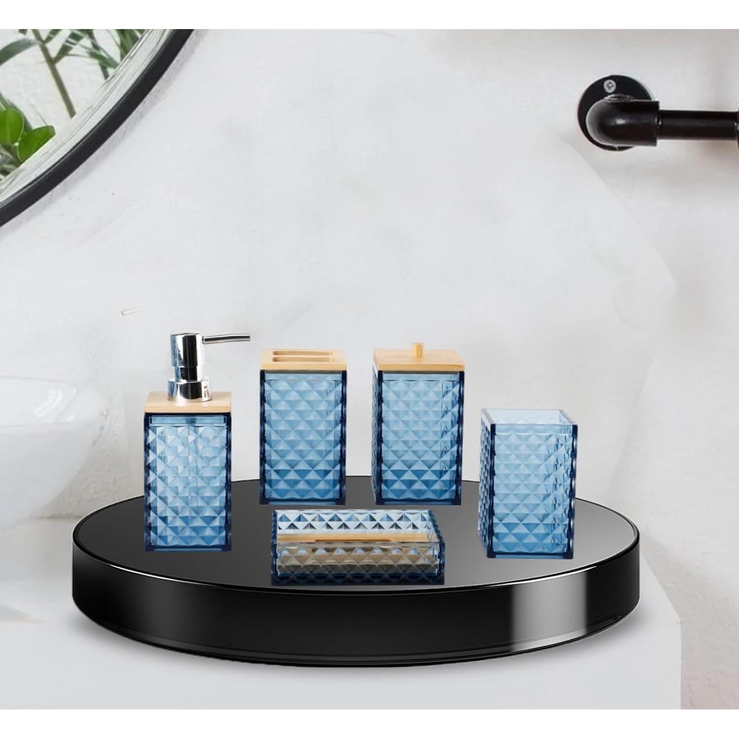 Juego de Accesorios de Baño Azul TUANYO 6 Piezas Acrílico