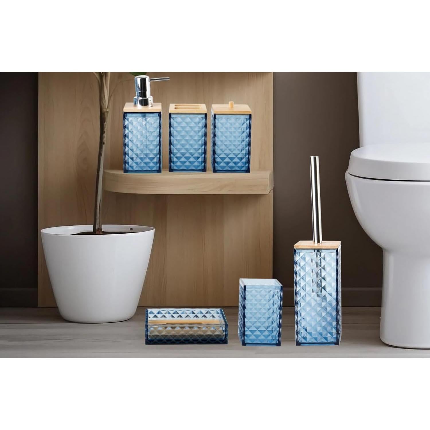 Juego de Accesorios de Baño Azul TUANYO 6 Piezas Acrílico