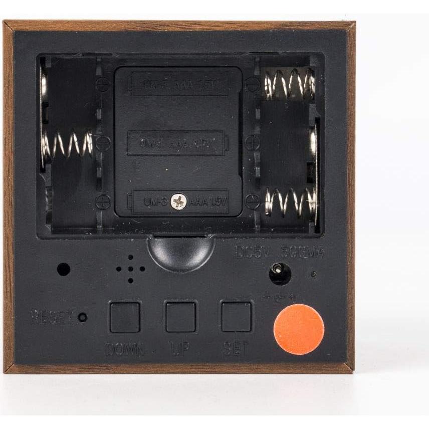 Reloj Despertador Digital Lancoon de Madera Marrón LED
