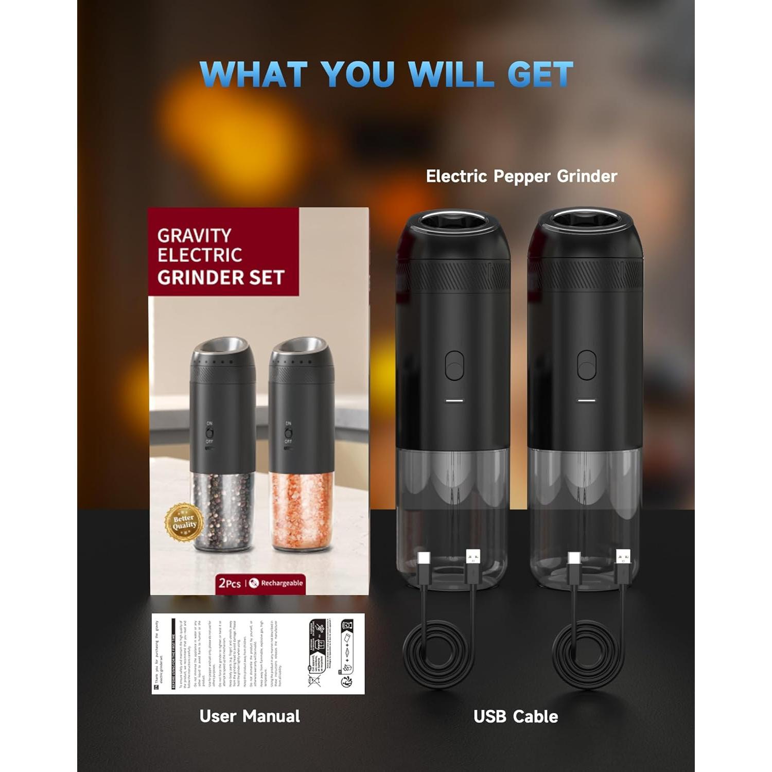 Juego de Molinillos Eléctricos de Sal y Pimienta CEVING 176ml