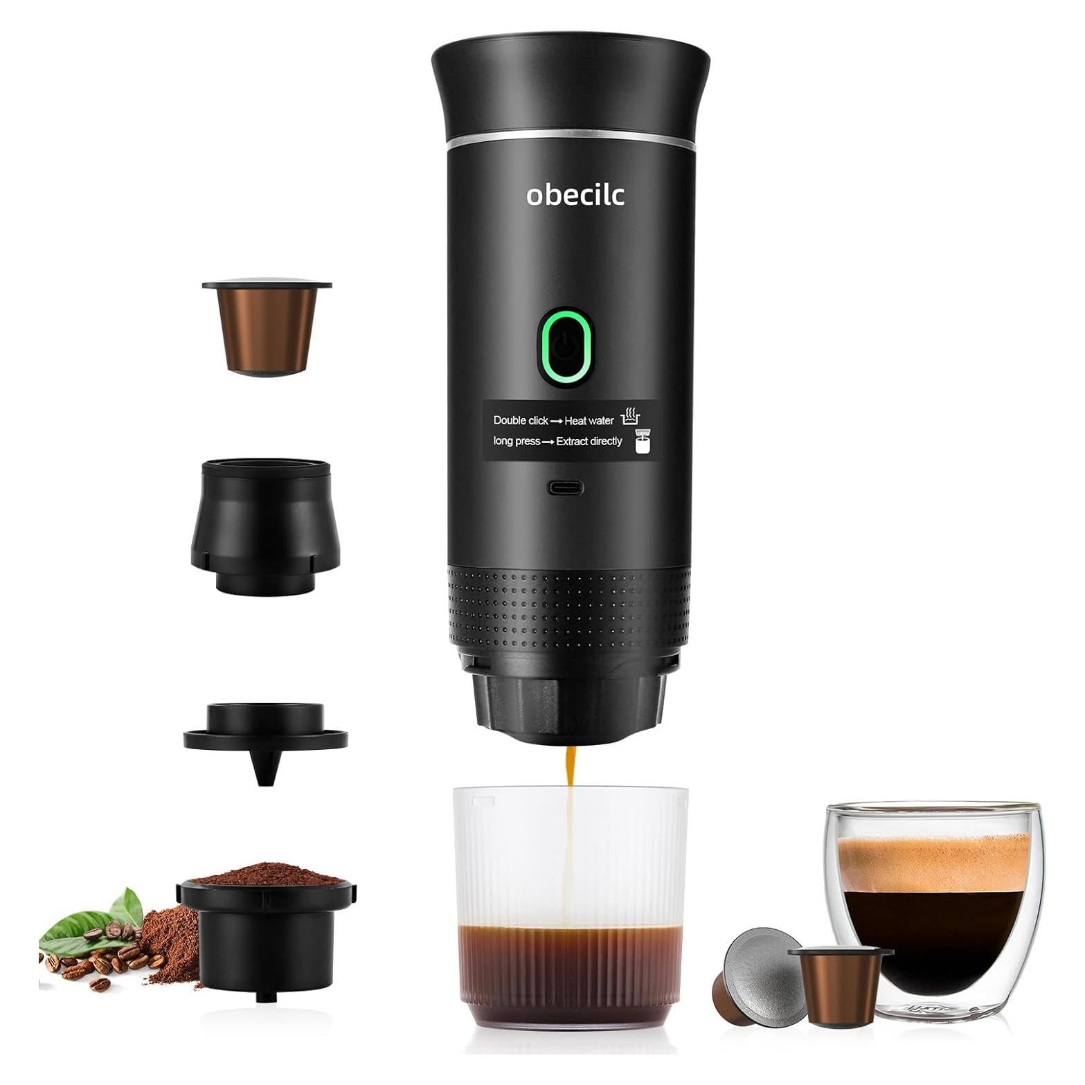 Máquina de Espresso Portátil Obecilc 20 Bar USB-C Negro