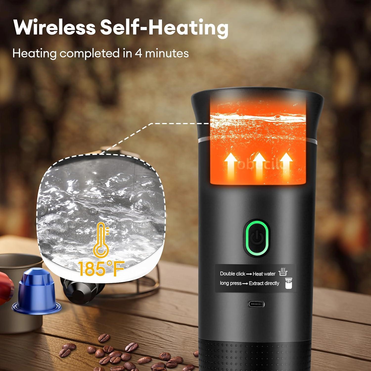 Máquina de Espresso Portátil Obecilc 20 Bar USB-C Negro