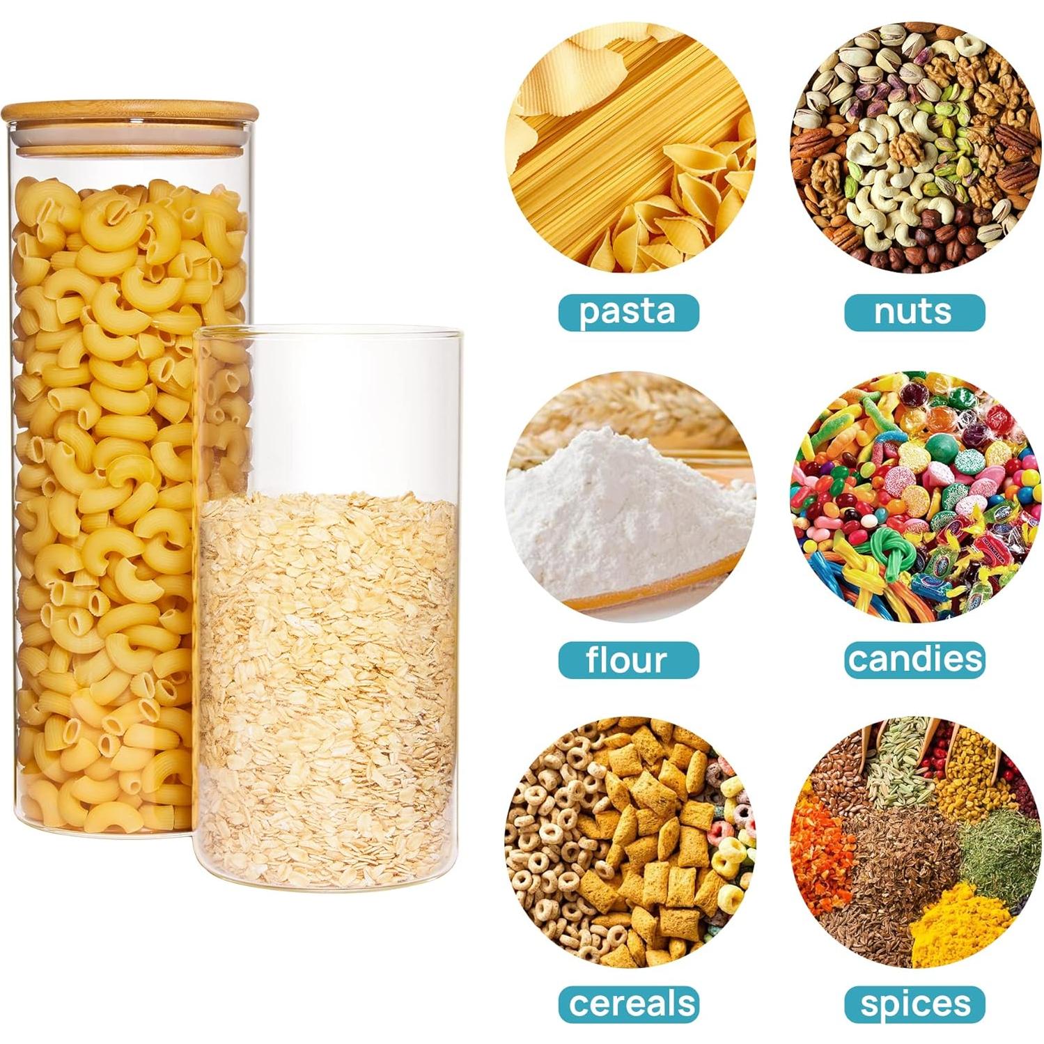 Tarros de Almacenamiento de Vidrio Vtopmart 3x70oz con Tapas de Bambú