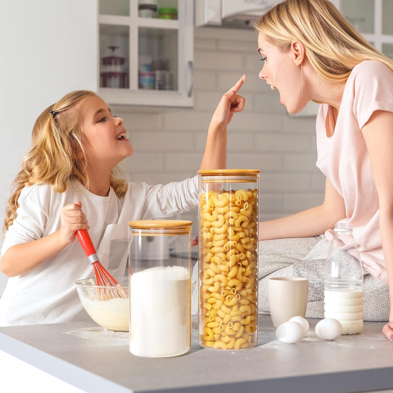 Tarros de Almacenamiento de Vidrio Vtopmart 3x70oz con Tapas de Bambú