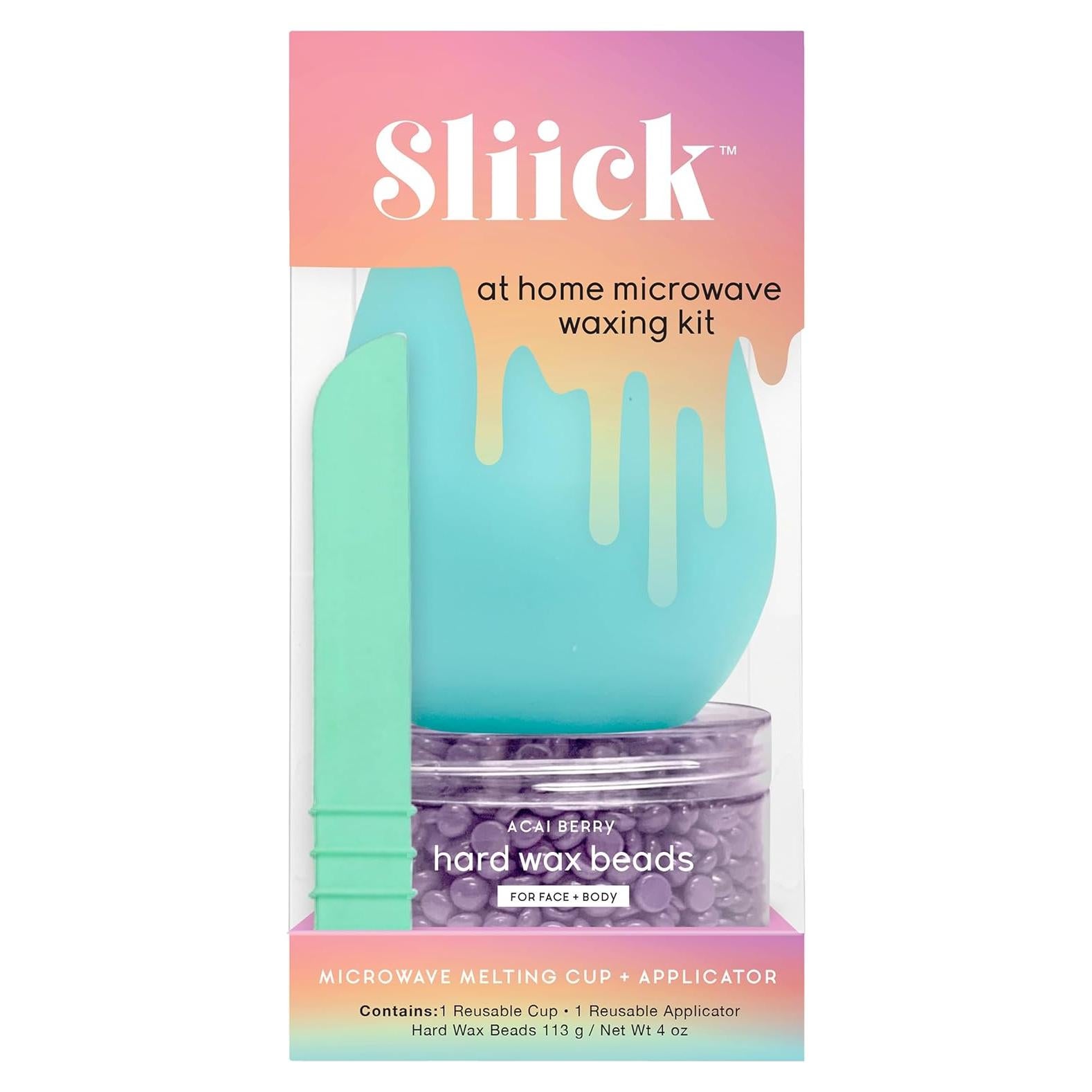 Kit de Cera Dura Sliick en Casa - Aroma Acai Berry, 255g