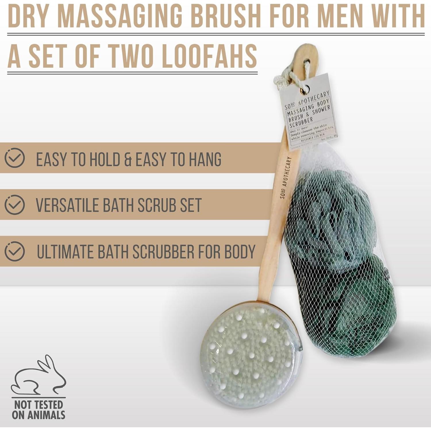 Set de Cepillo de Masaje Seco y 2 Luffas BLKSMITH para Hombres