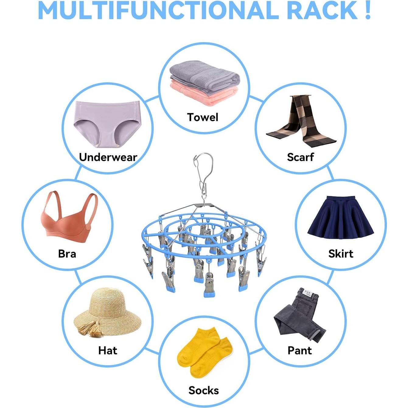 Estante para Secar Ropa Funamily de Acero Inoxidable 24 Clips