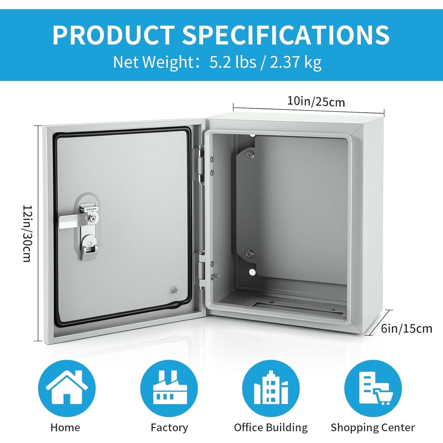Caja Eléctrica de Acero QLYYOPSK 30.48x25.4 cm IP66