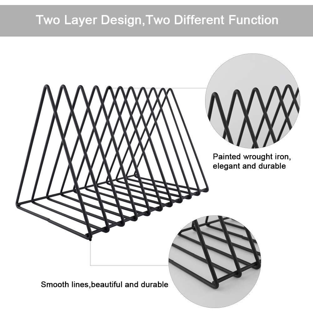 Organizador de Escritorio Triangular Urban Deco - Metal Negro 10 Secciones