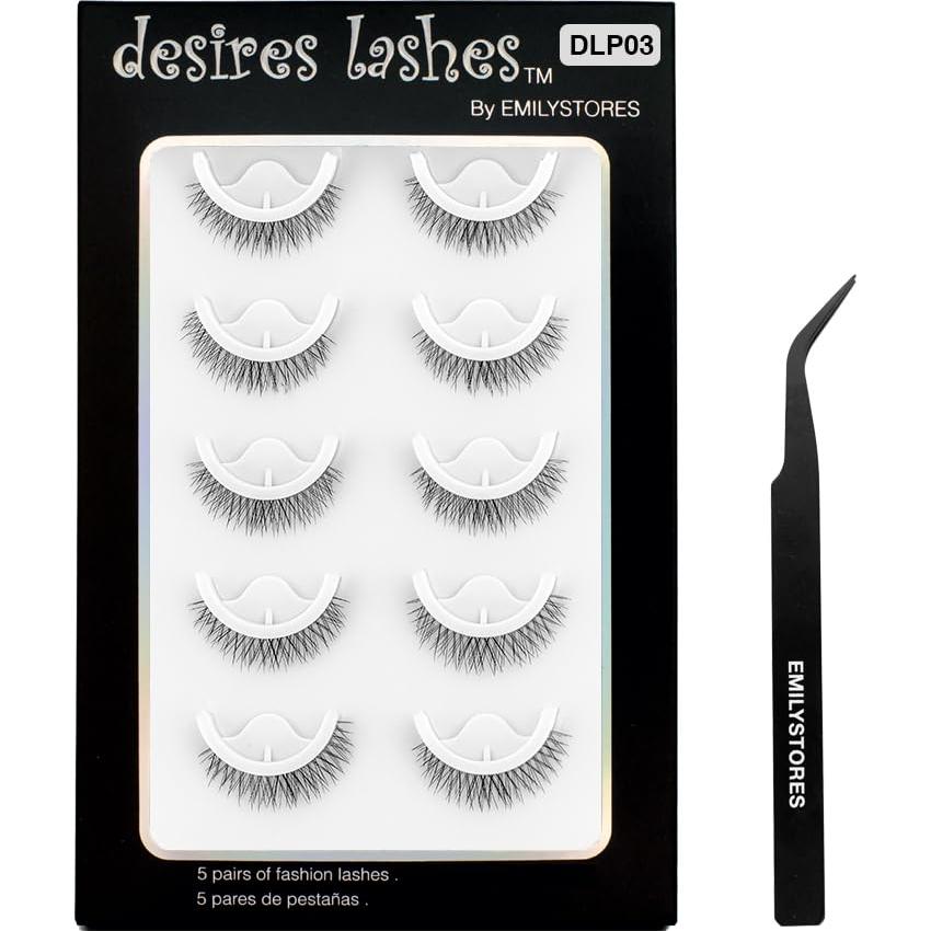 Pestañas Postizas Pre-Adhesivas EMILYSTORES DLP03 - 5 Pares