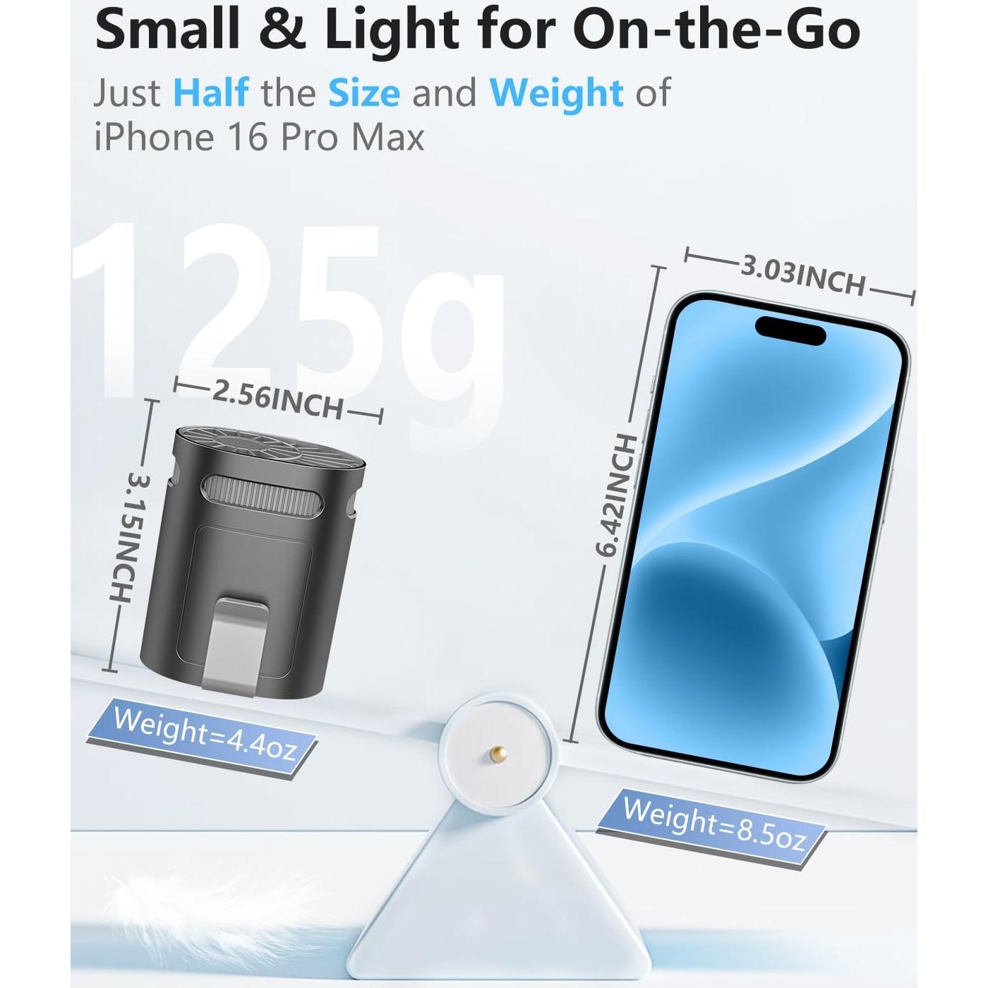 Ventilador de Cintura Portátil QMKKX Recargable 4 Velocidades