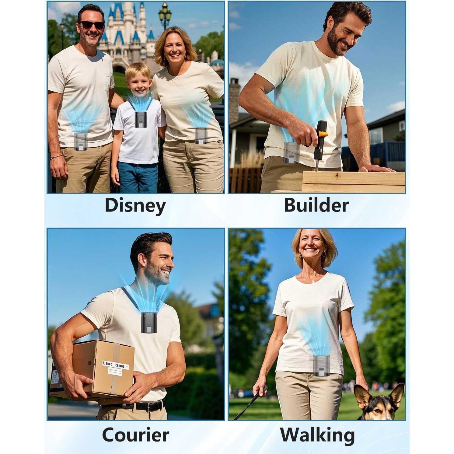 Ventilador de Cintura Portátil QMKKX Recargable 4 Velocidades