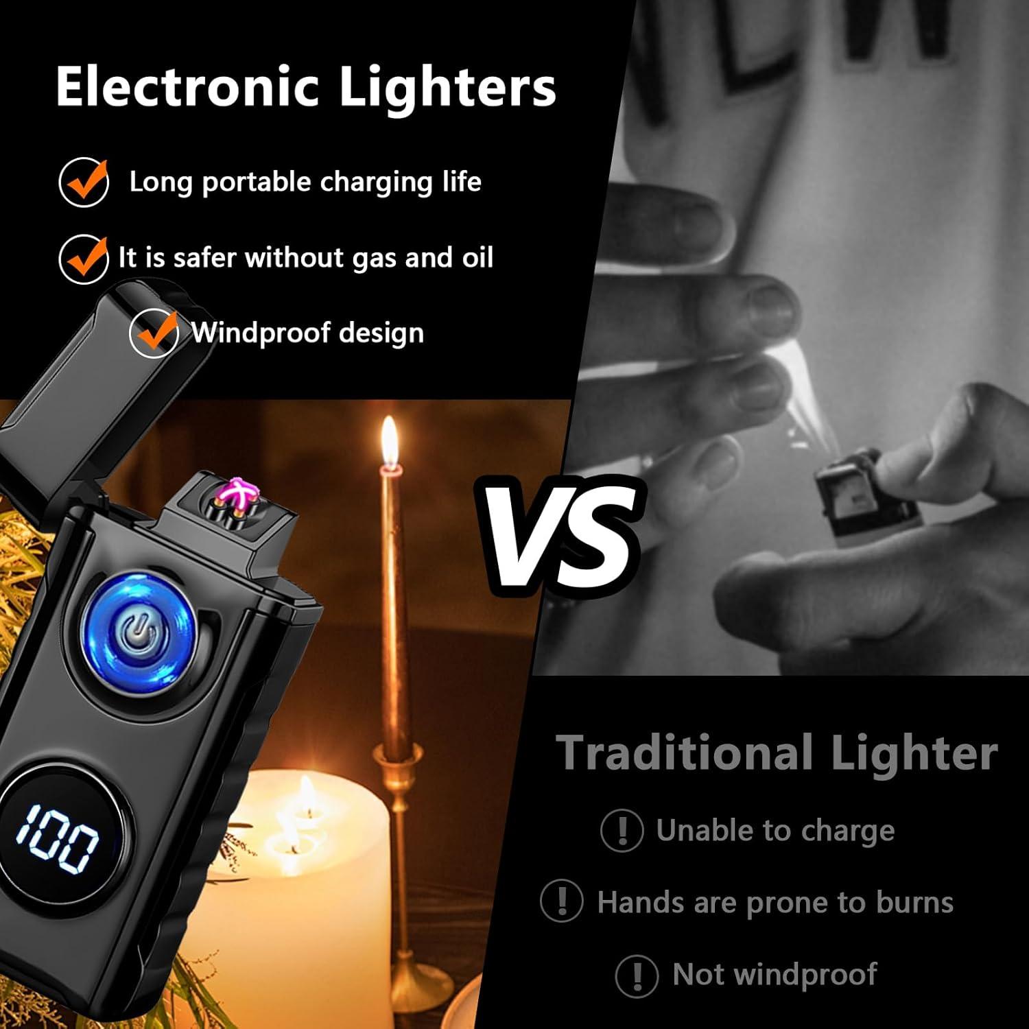 Encendedor Eléctrico Recargable SKRFIRE Negro - Plasma a Prueba de Viento