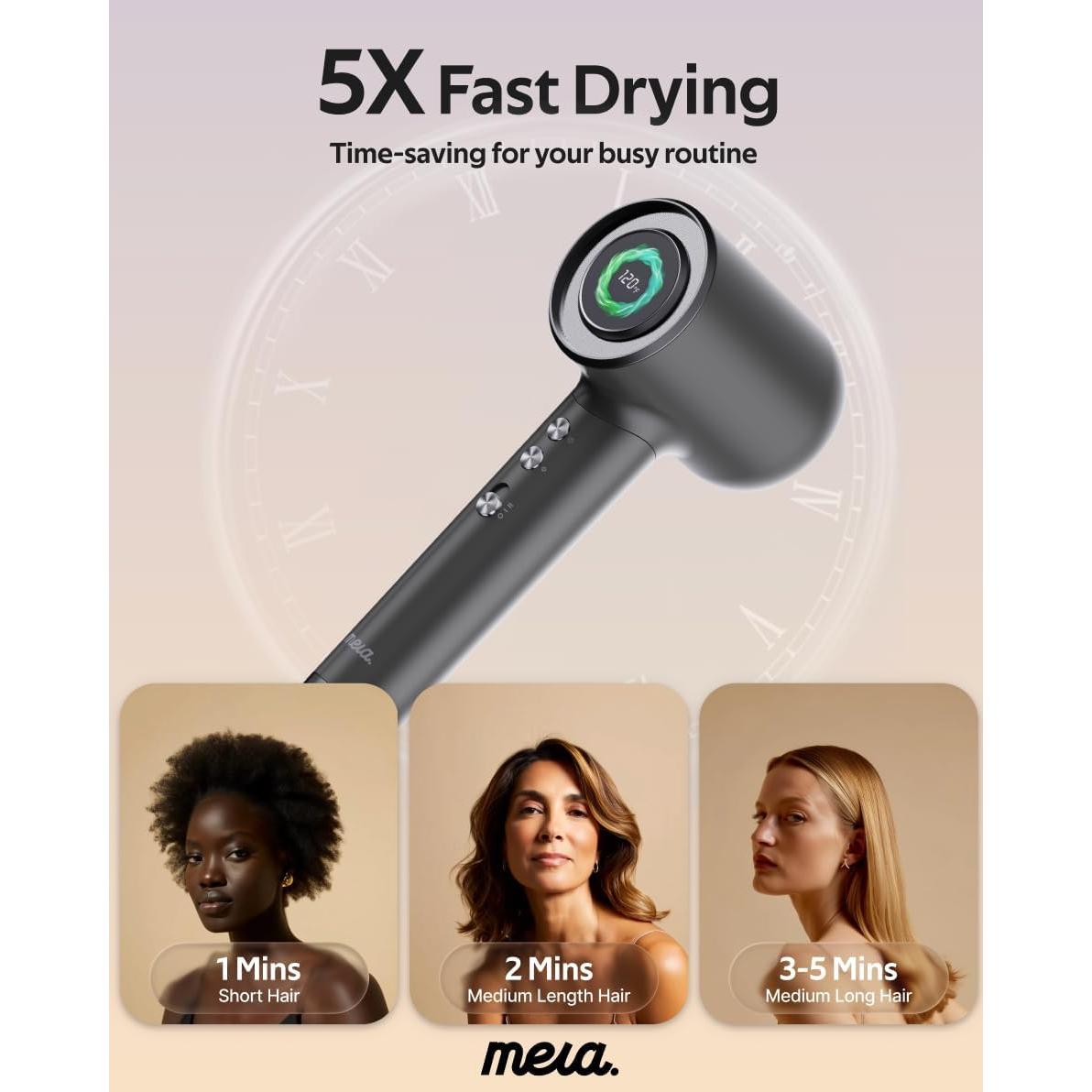 Secador de Pelo Bi-Iónico Mera PRO 1.94kg con Difusor y Aromaterapia