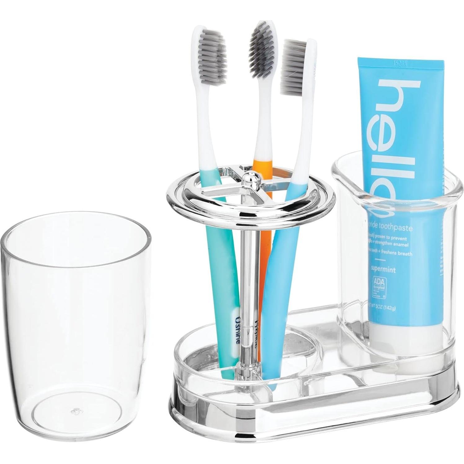 Soporte de Cepillos y Pasta de Dientes mDesign Transparente