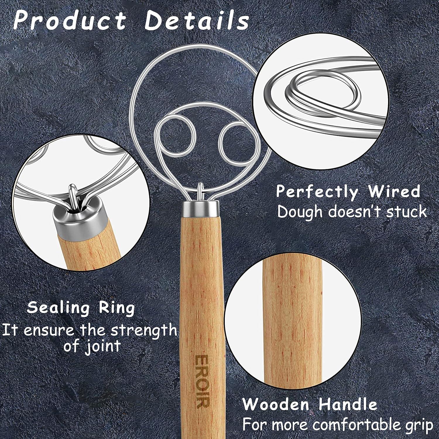 Batidor de Masa Danés EROIR 33 cm + Cuchilla 10 Cuchillas