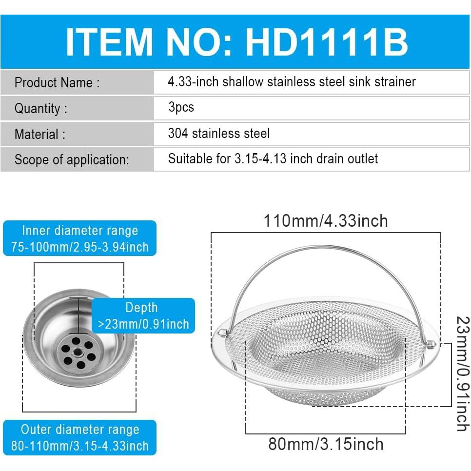 Colador de Fregadero de Acero Inoxidable Haodex 11 cm