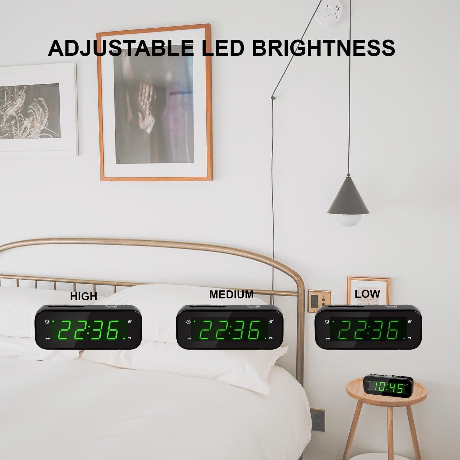 Reloj Despertador Digital SUPLEDCK con Pantalla Verde y Temperatura