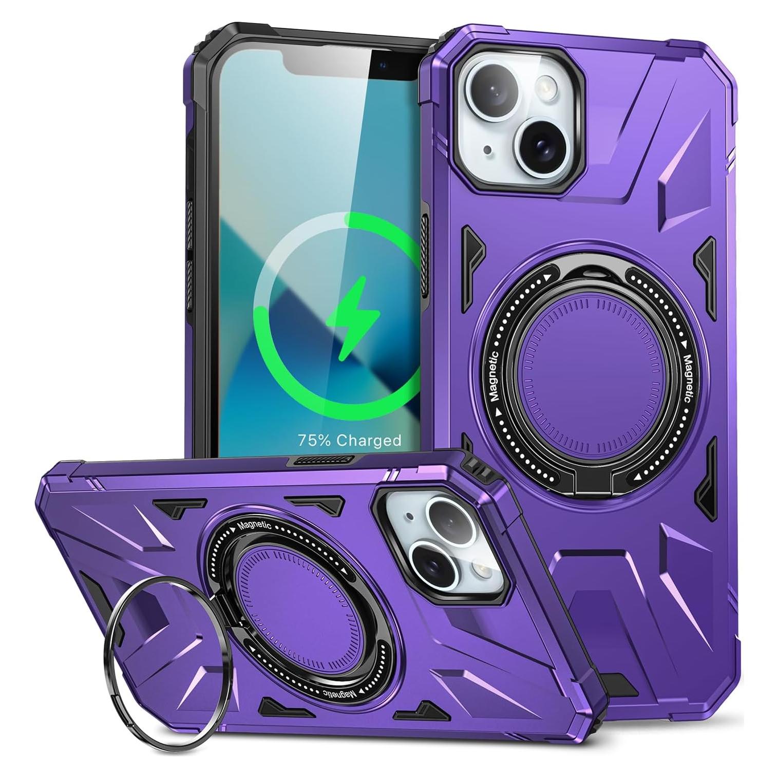 Funda para iPhone 13 Kumiao Morada con Soporte Magnético 360°