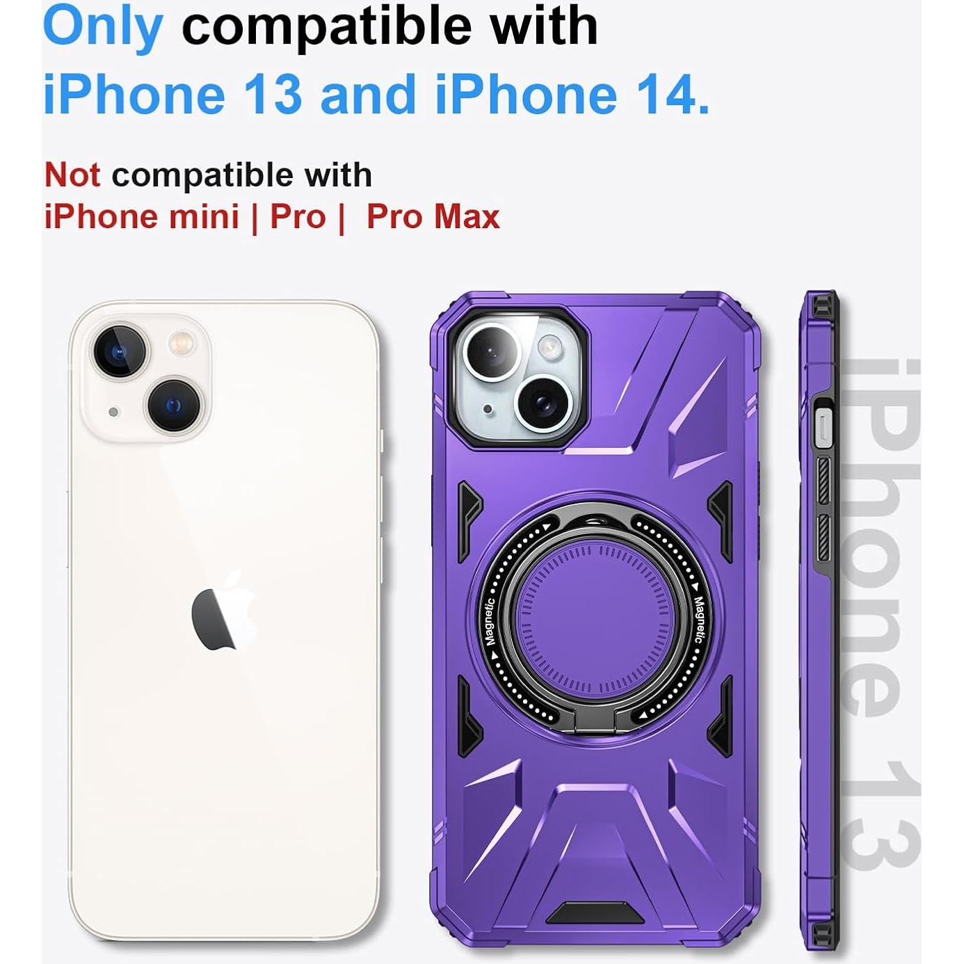 Funda para iPhone 13 Kumiao Morada con Soporte Magnético 360°