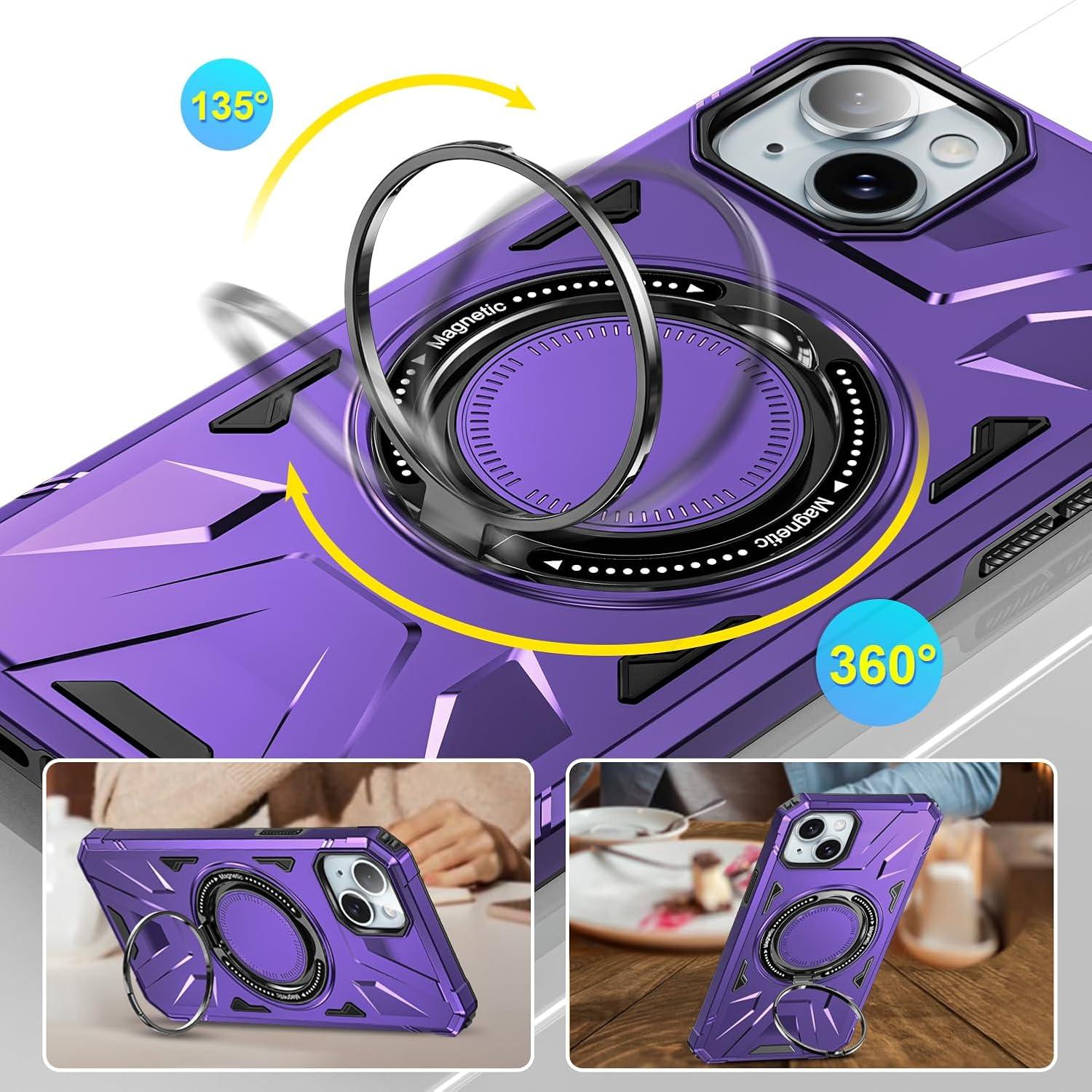Funda para iPhone 13 Kumiao Morada con Soporte Magnético 360°