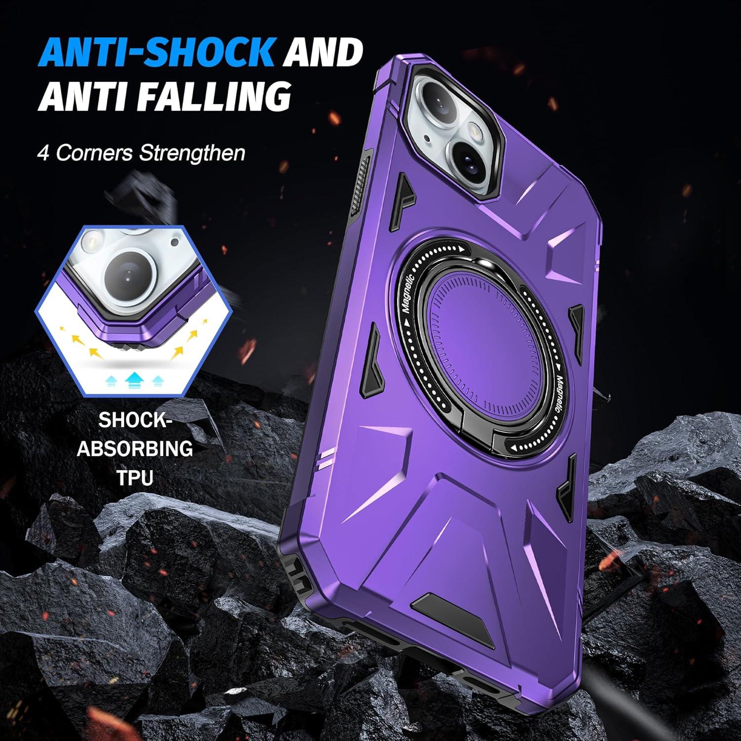 Funda para iPhone 13 Kumiao Morada con Soporte Magnético 360°
