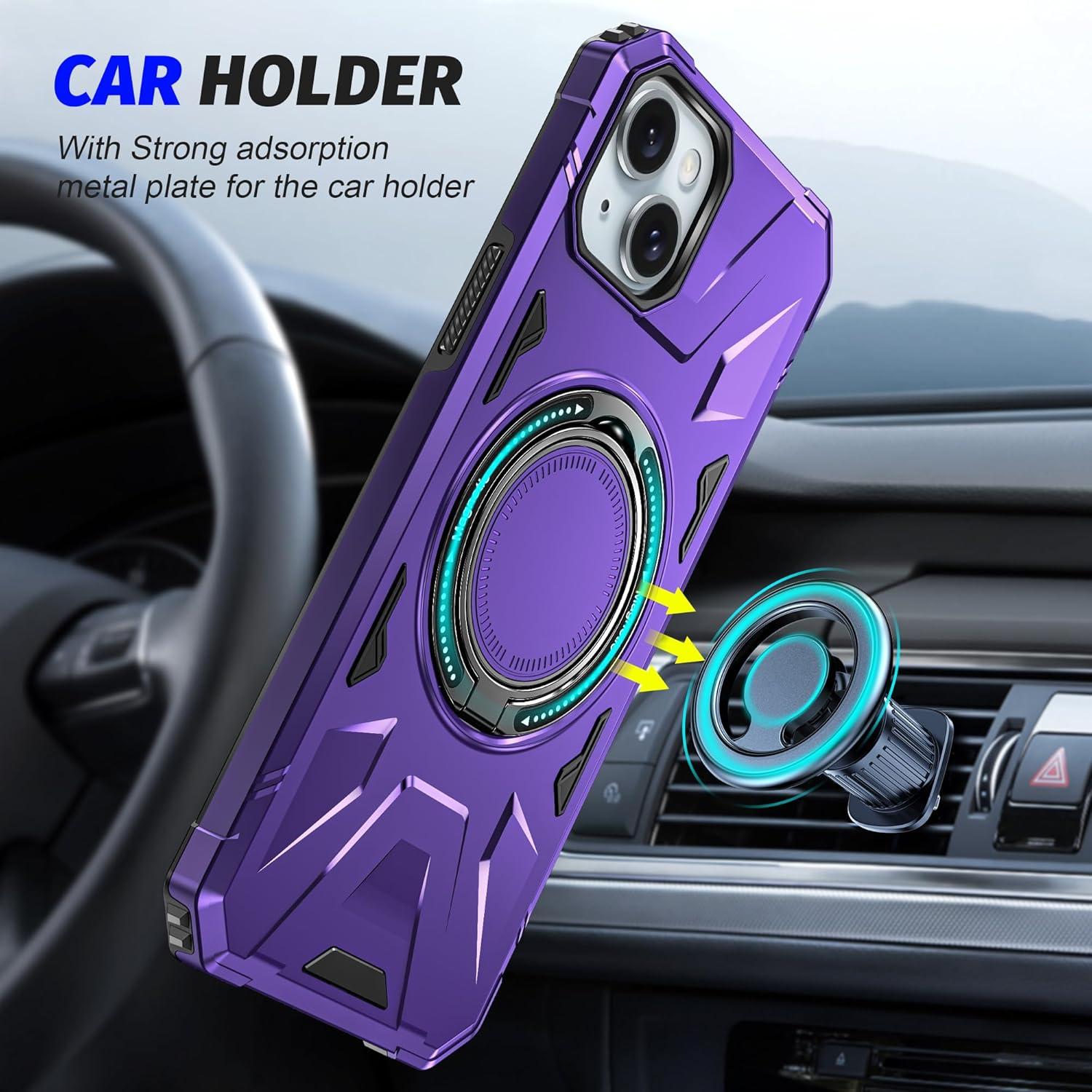 Funda para iPhone 13 Kumiao Morada con Soporte Magnético 360°