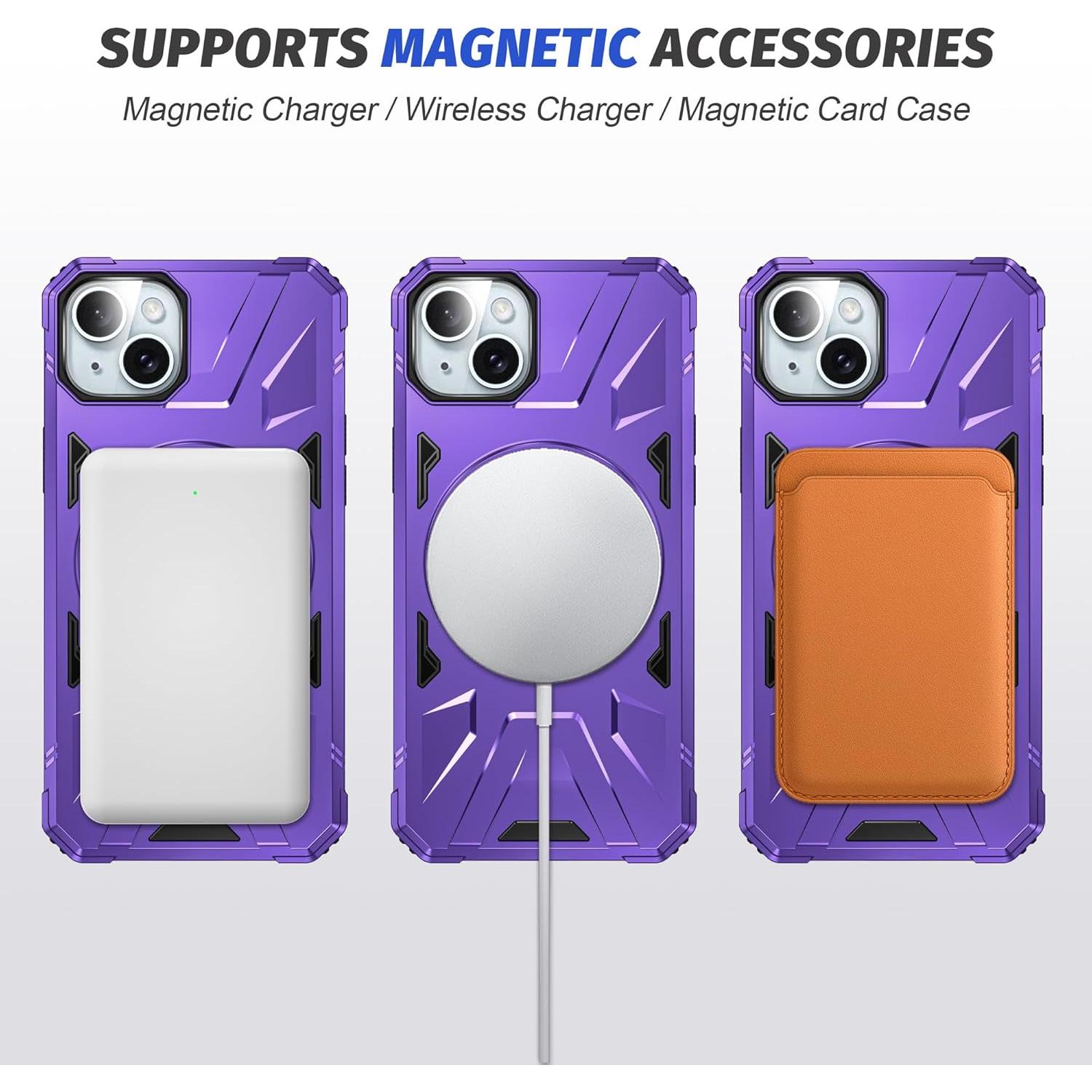 Funda para iPhone 13 Kumiao Morada con Soporte Magnético 360°