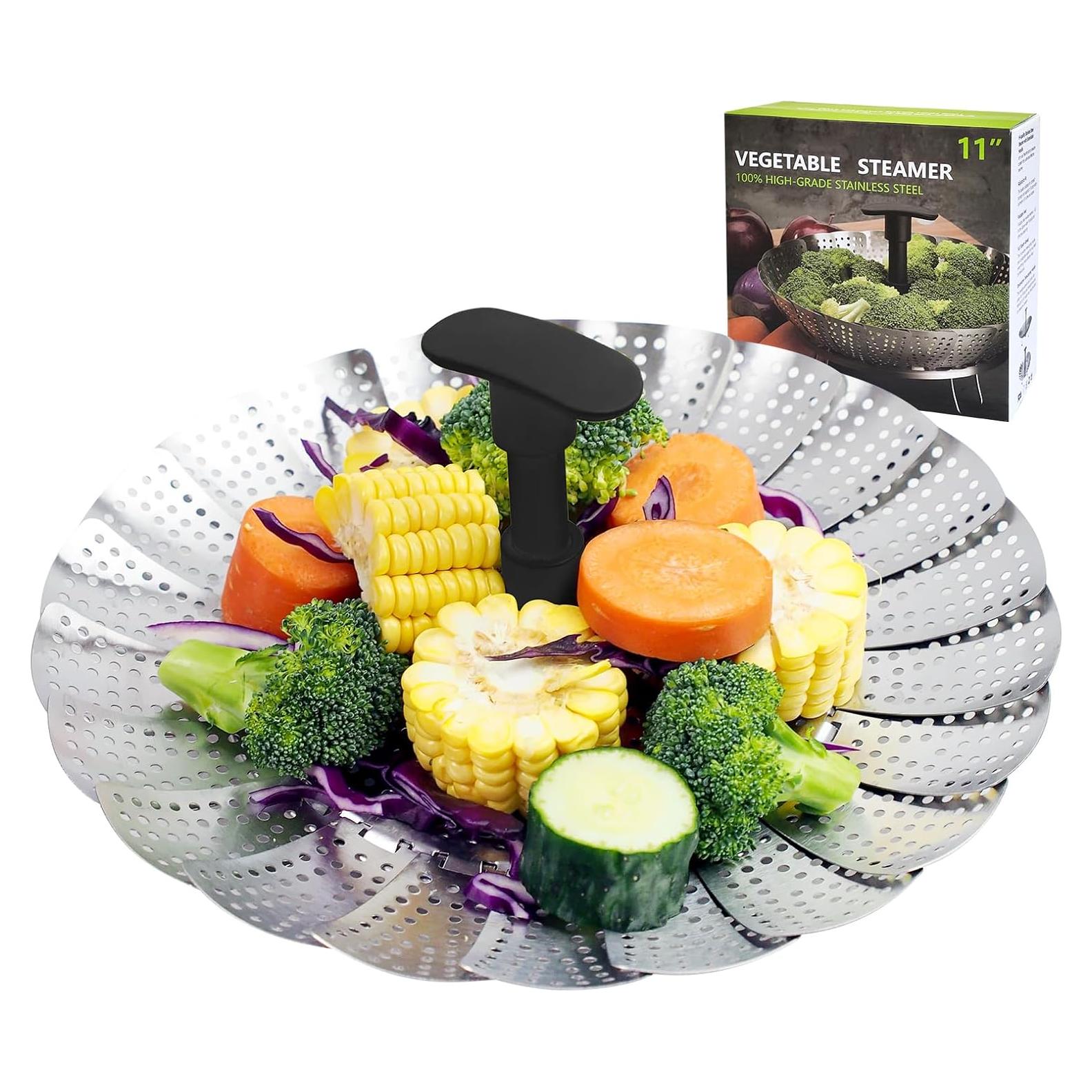 Cesta de Vapor Plegable Acero Inoxidable 16.5 a 27.9 cm