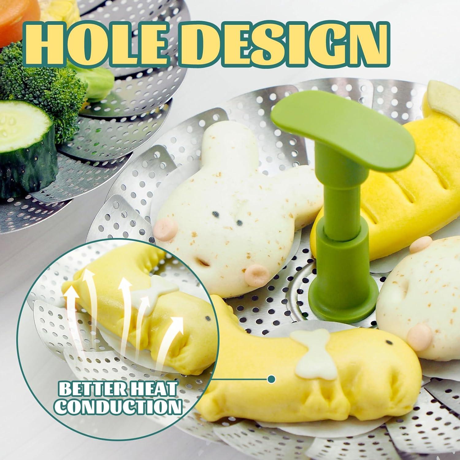 Cesta de Vapor Plegable Acero Inoxidable 16.5 a 27.9 cm