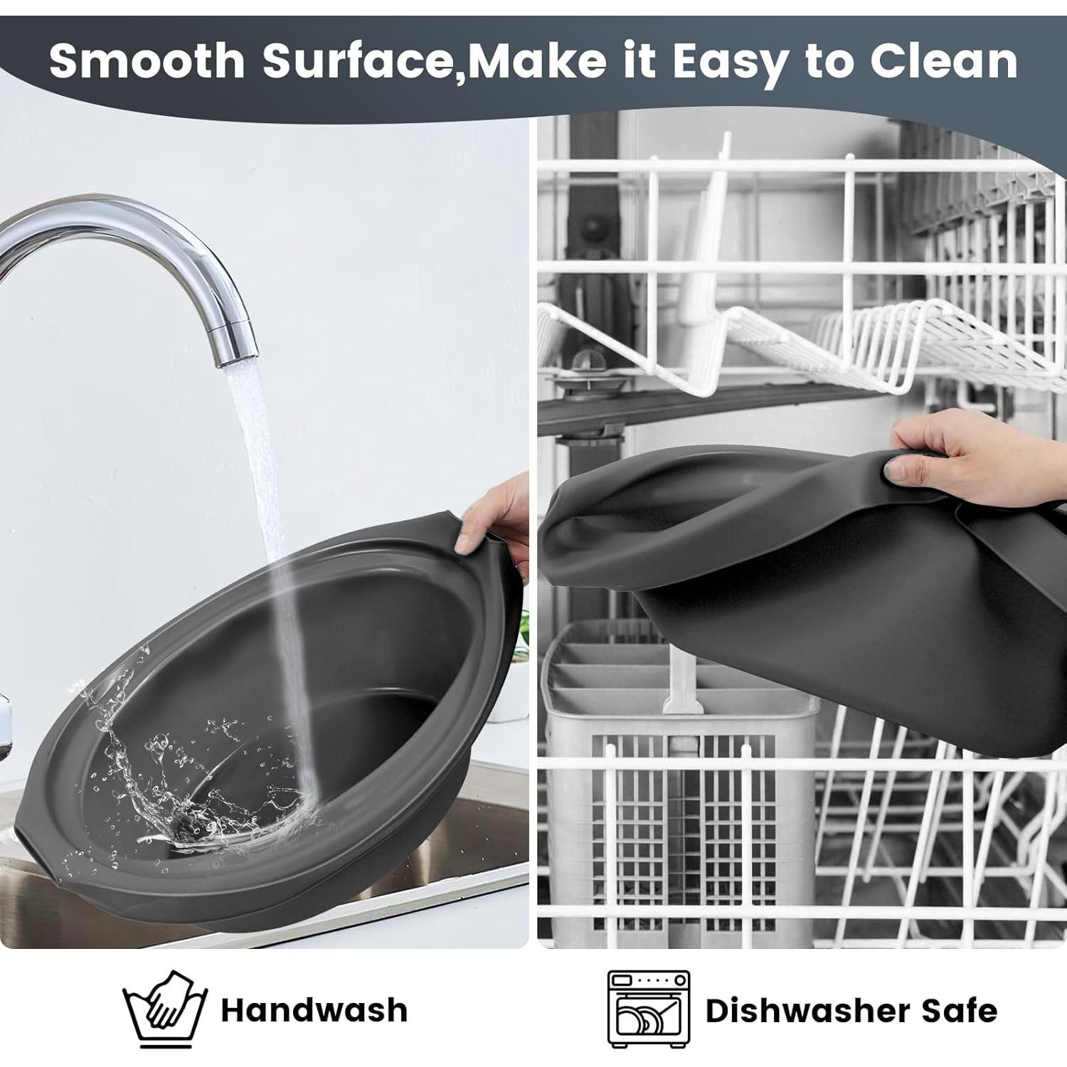 Slow Cooker Liners fit Crock Pot 7-8 QT,2PCS Crock Pot Liners For 7-8 Quart Oval or Round Slow Cookers,Reusable/Leakproof/Dishwasher Safe(Grey/Black)