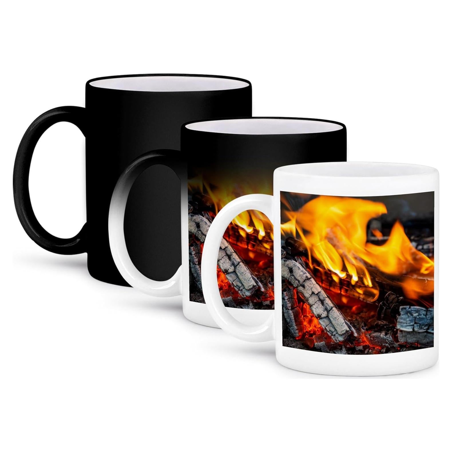 Taza de café 3dRose 11oz (311ml) Madera en fogata Llama