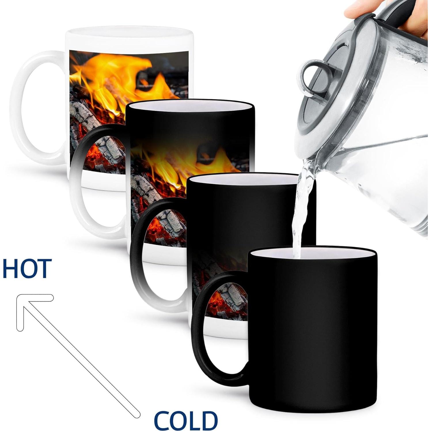 Taza de café 3dRose 11oz (311ml) Madera en fogata Llama