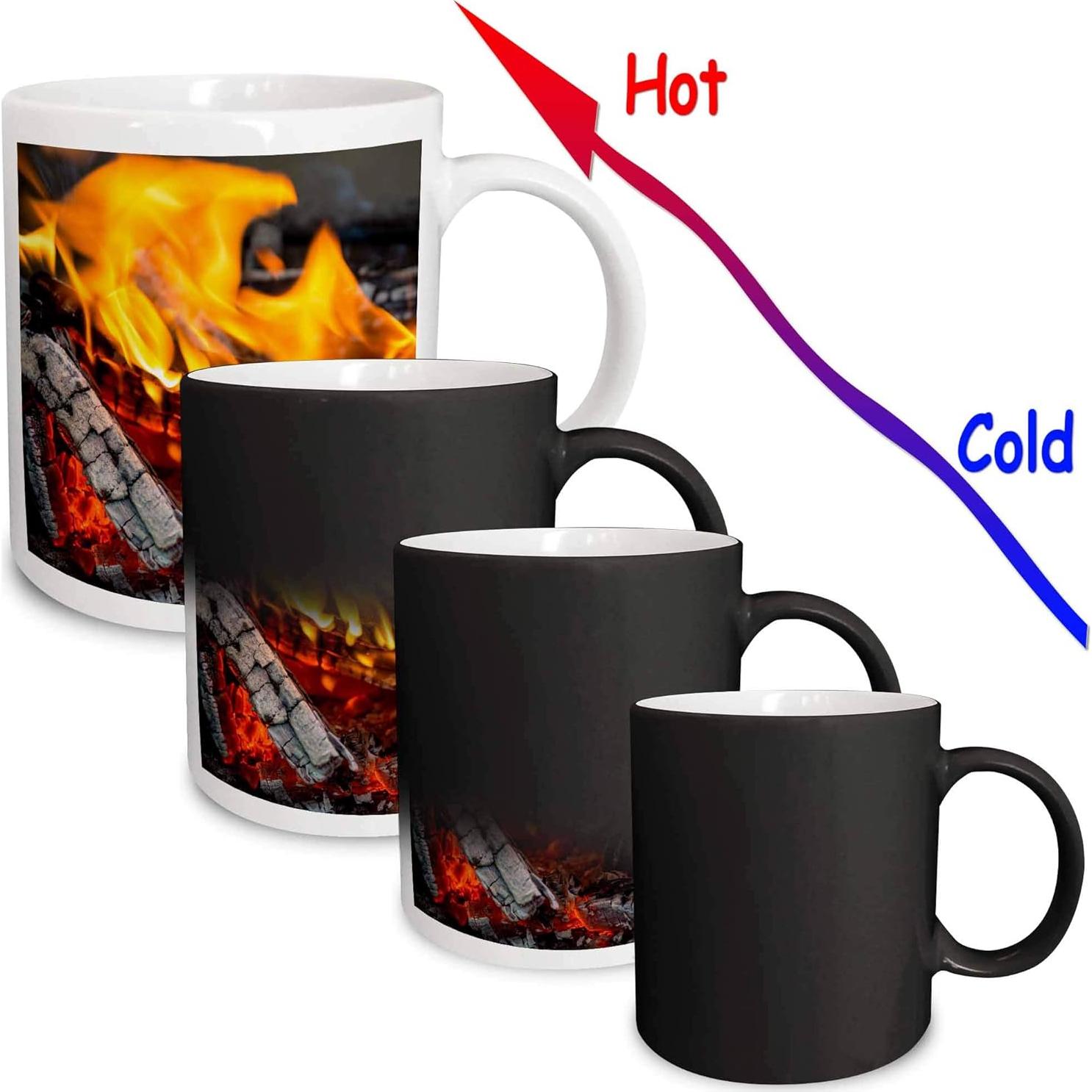 Taza de café 3dRose 11oz (311ml) Madera en fogata Llama