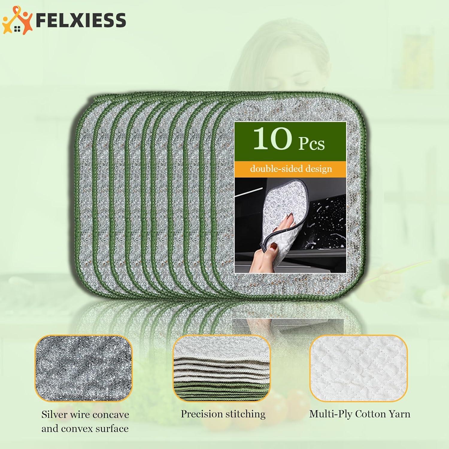 Paño de Limpieza Reutilizable FELXIESS 10 Piezas Verde
