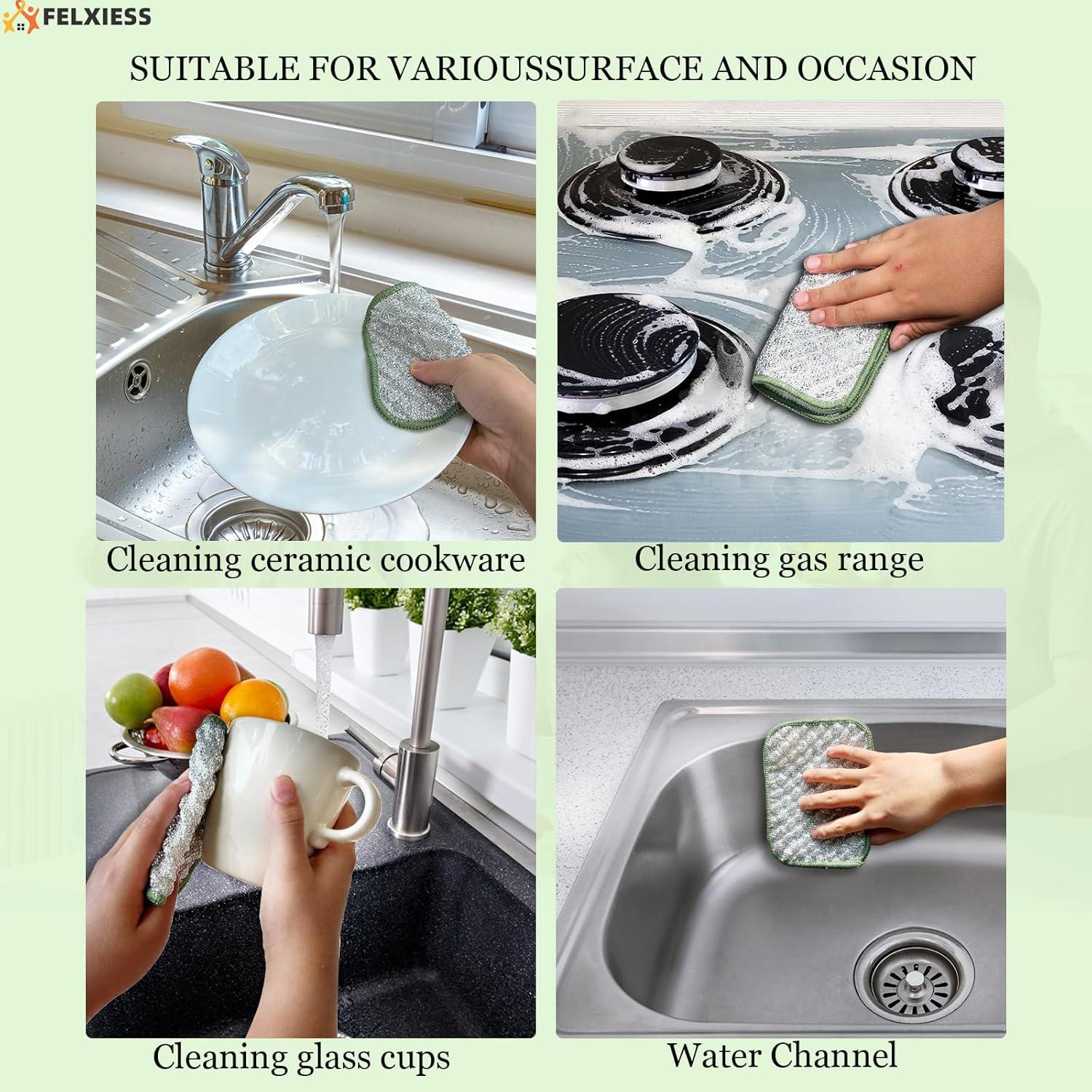 Paño de Limpieza Reutilizable FELXIESS 10 Piezas Verde