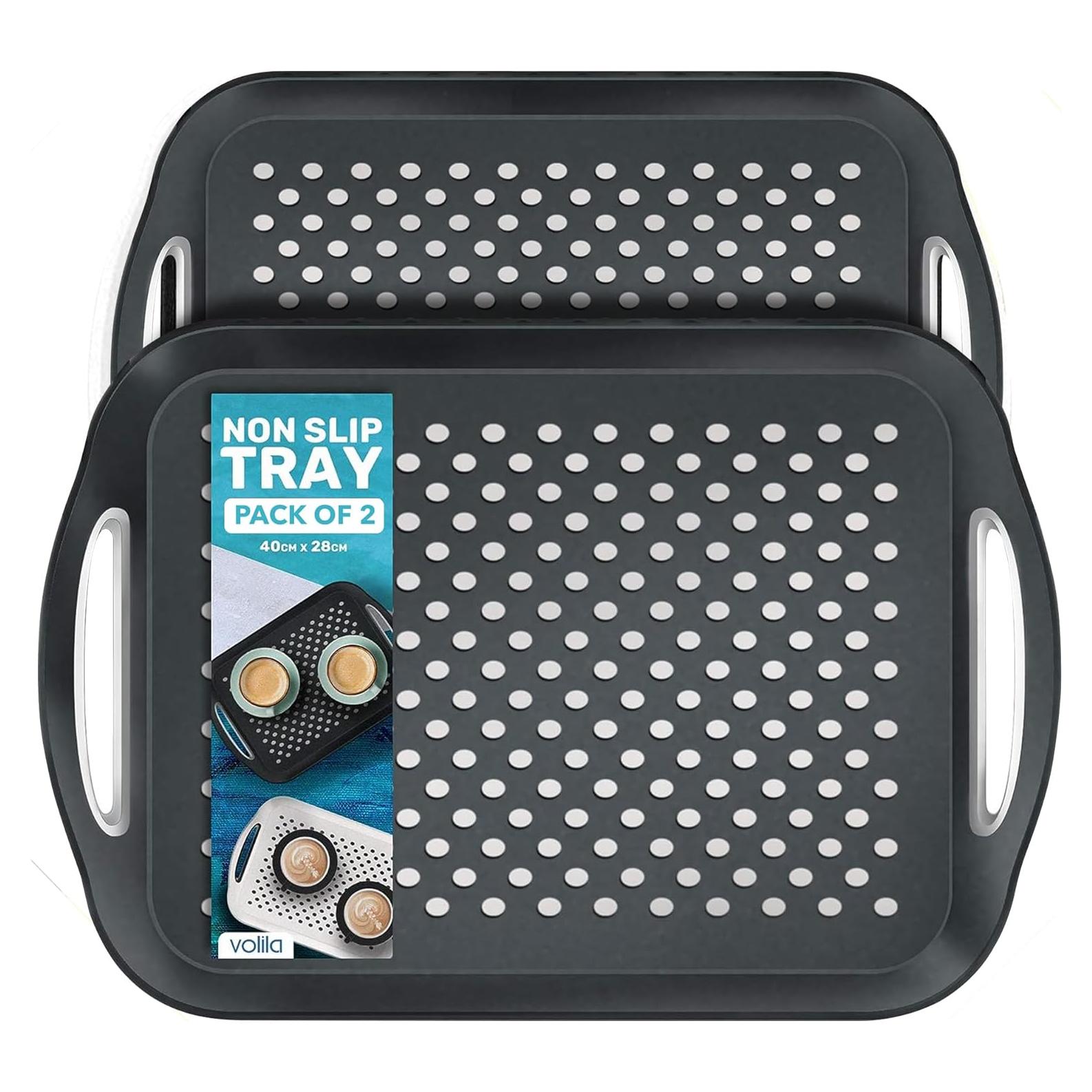 Bandejas de Servicio Antideslizantes Volila - Paquete de 2 - Negro