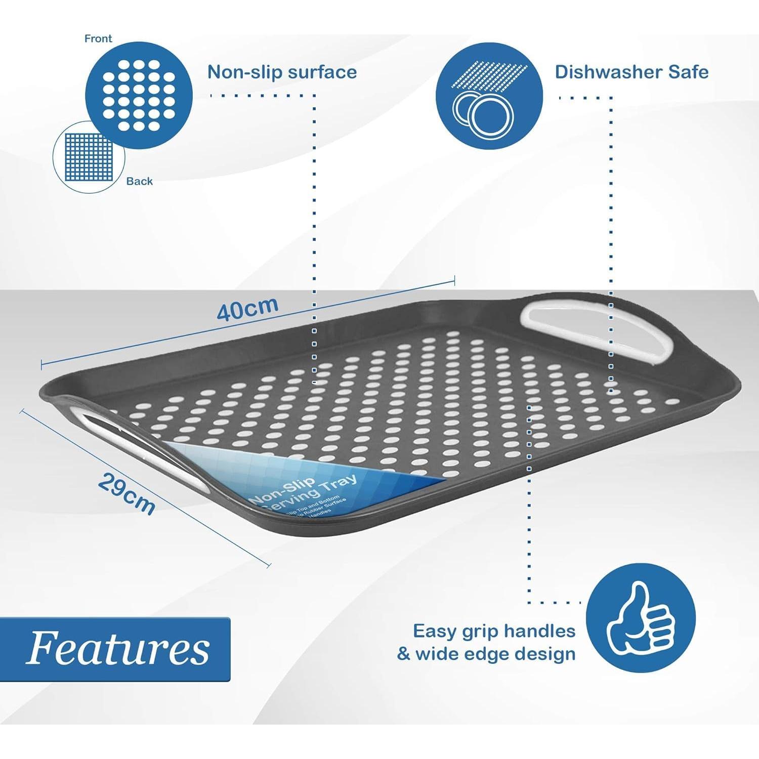 Bandejas de Servicio Antideslizantes Volila - Paquete de 2 - Negro