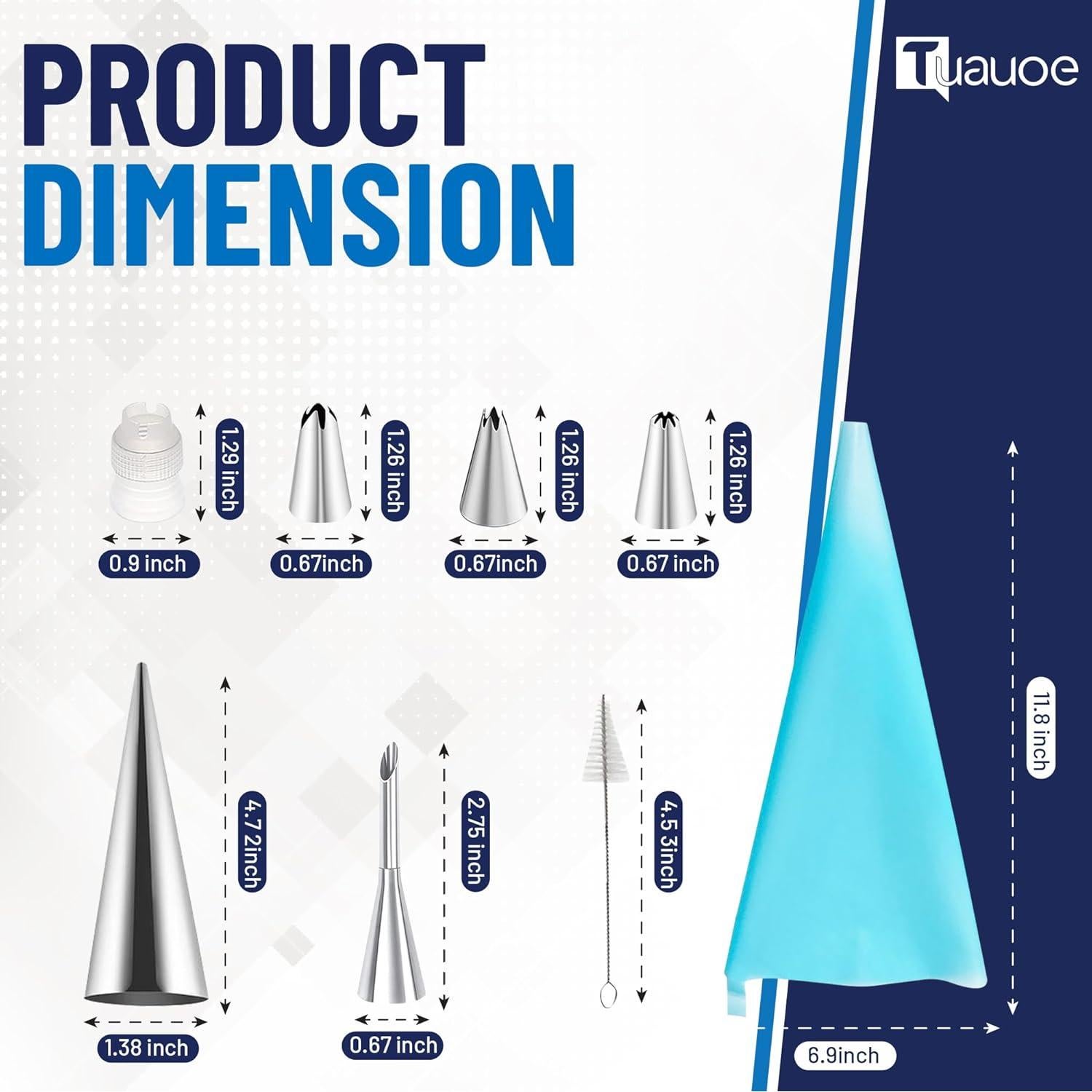 Set de 23 Moldes de Cuerno de Crema Tuauoe, Acero Inoxidable