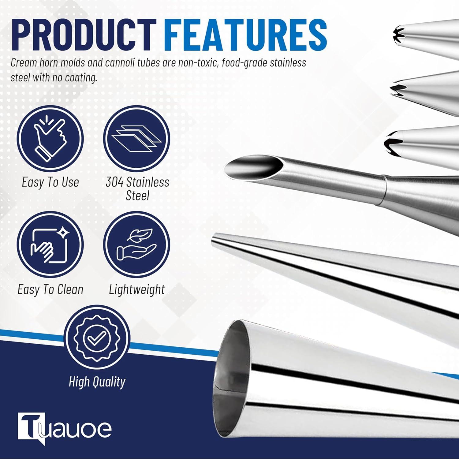 Set de 23 Moldes de Cuerno de Crema Tuauoe, Acero Inoxidable