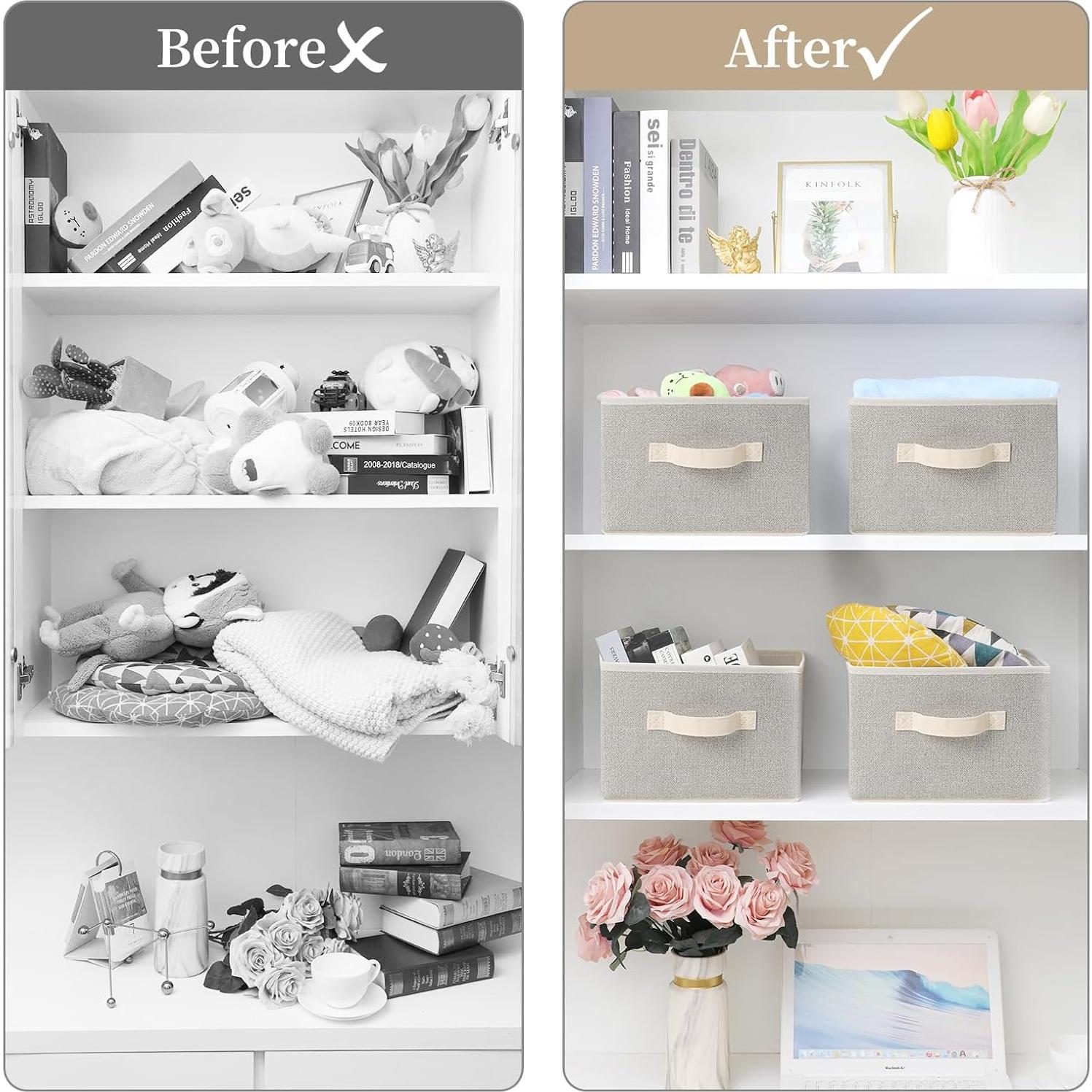 Cestas de Almacenamiento EITMOW 27.94x27.94x19.81cm Beige (2PCS)