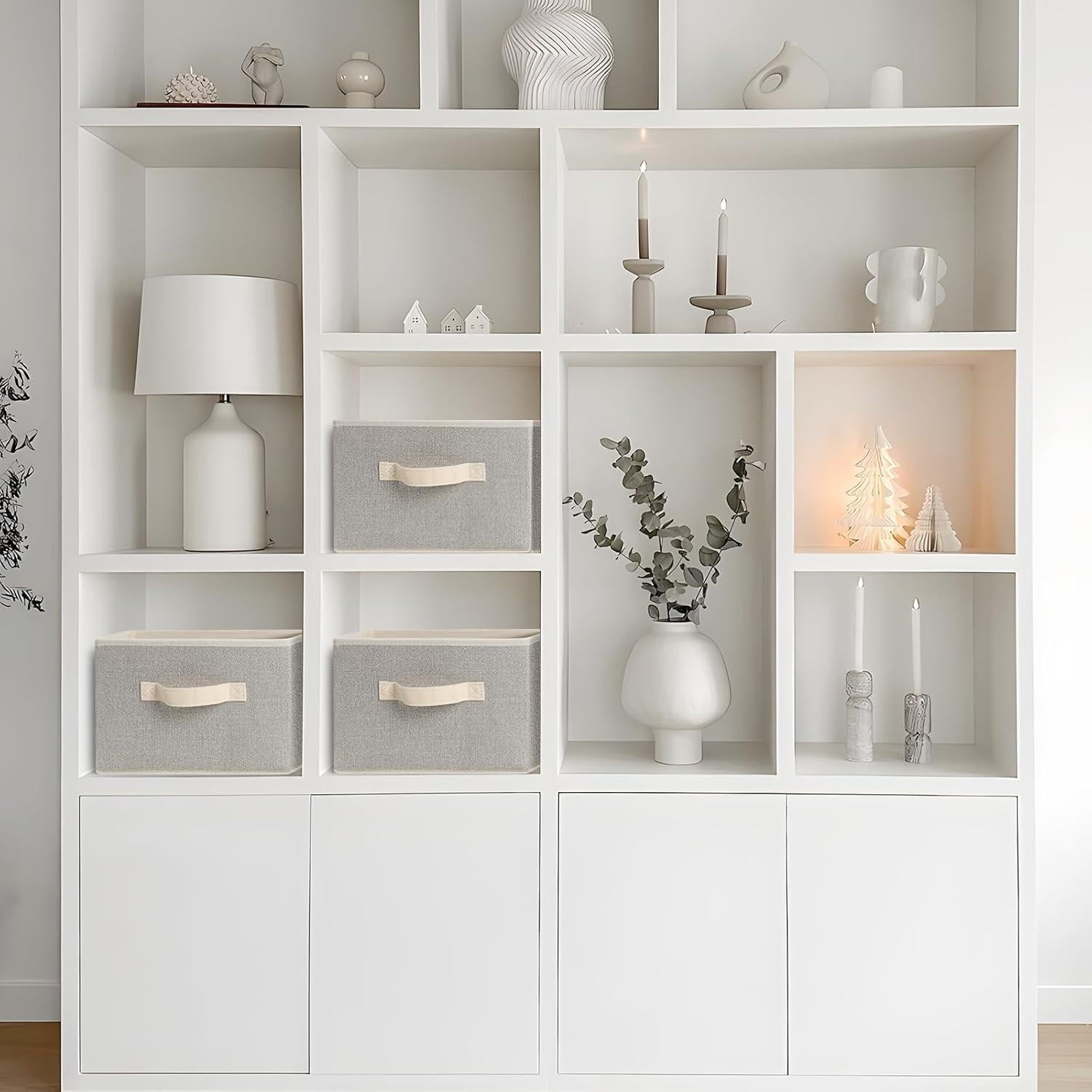 Cestas de Almacenamiento EITMOW 27.94x27.94x19.81cm Beige (2PCS)