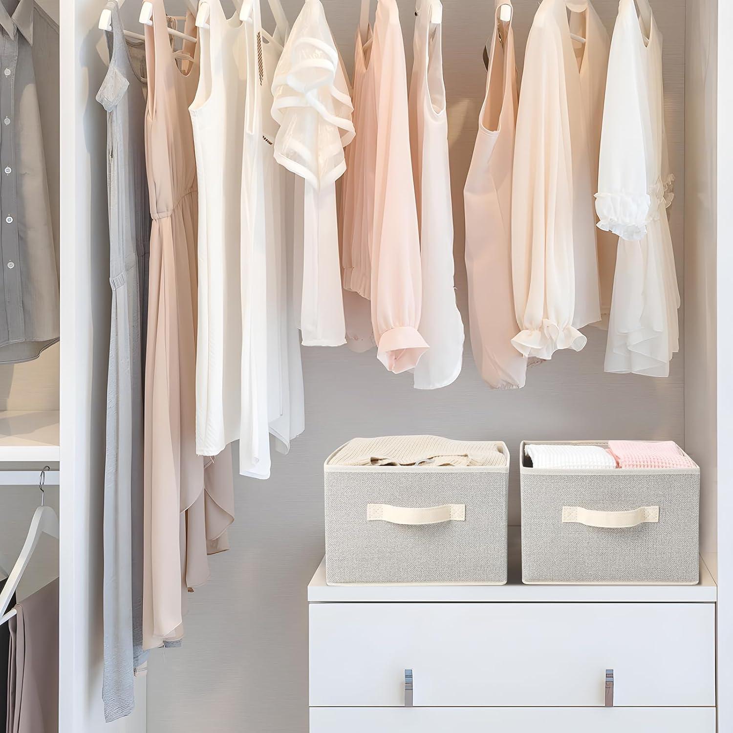 Cestas de Almacenamiento EITMOW 27.94x27.94x19.81cm Beige (2PCS)