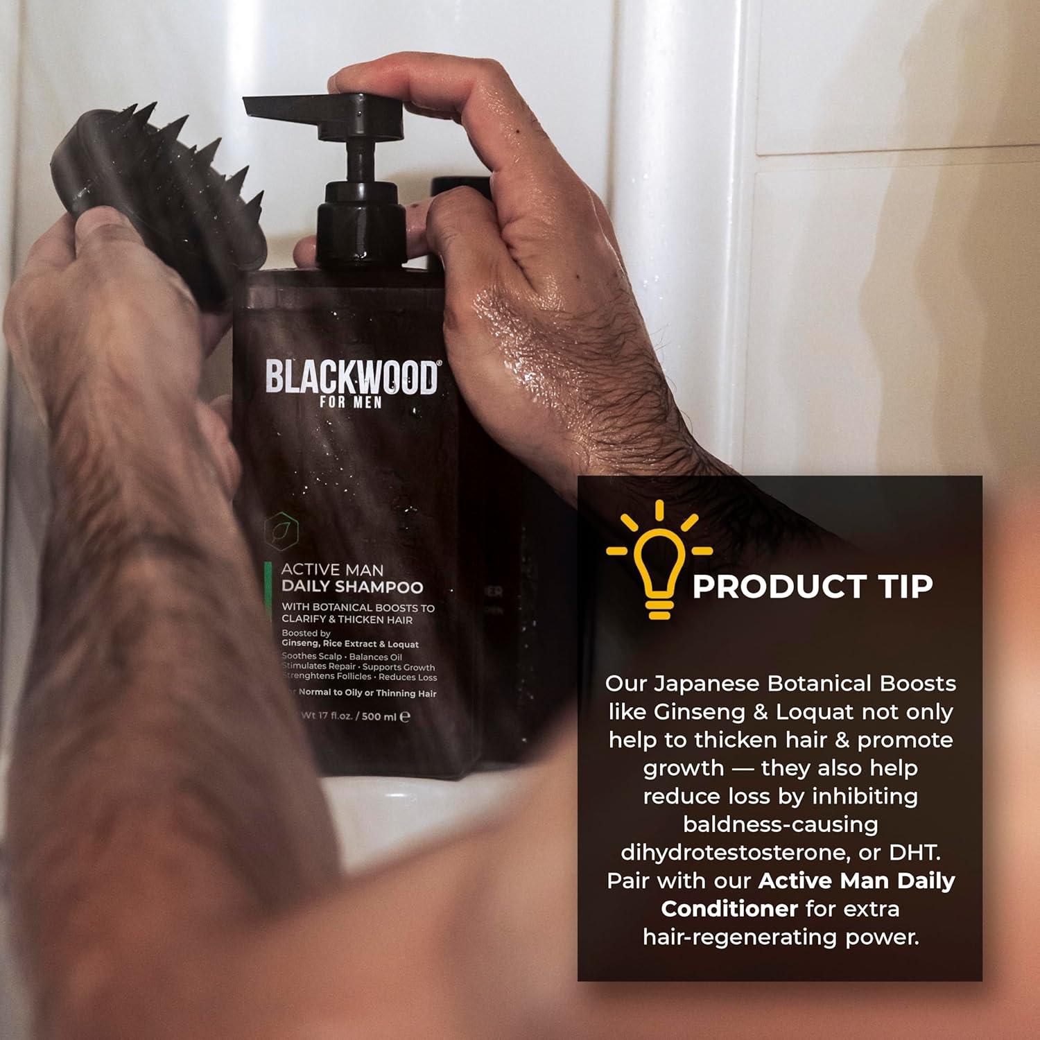 Shampoo Diario Blackwood para Hombres 198.4g - Engrosante y Desintoxicante