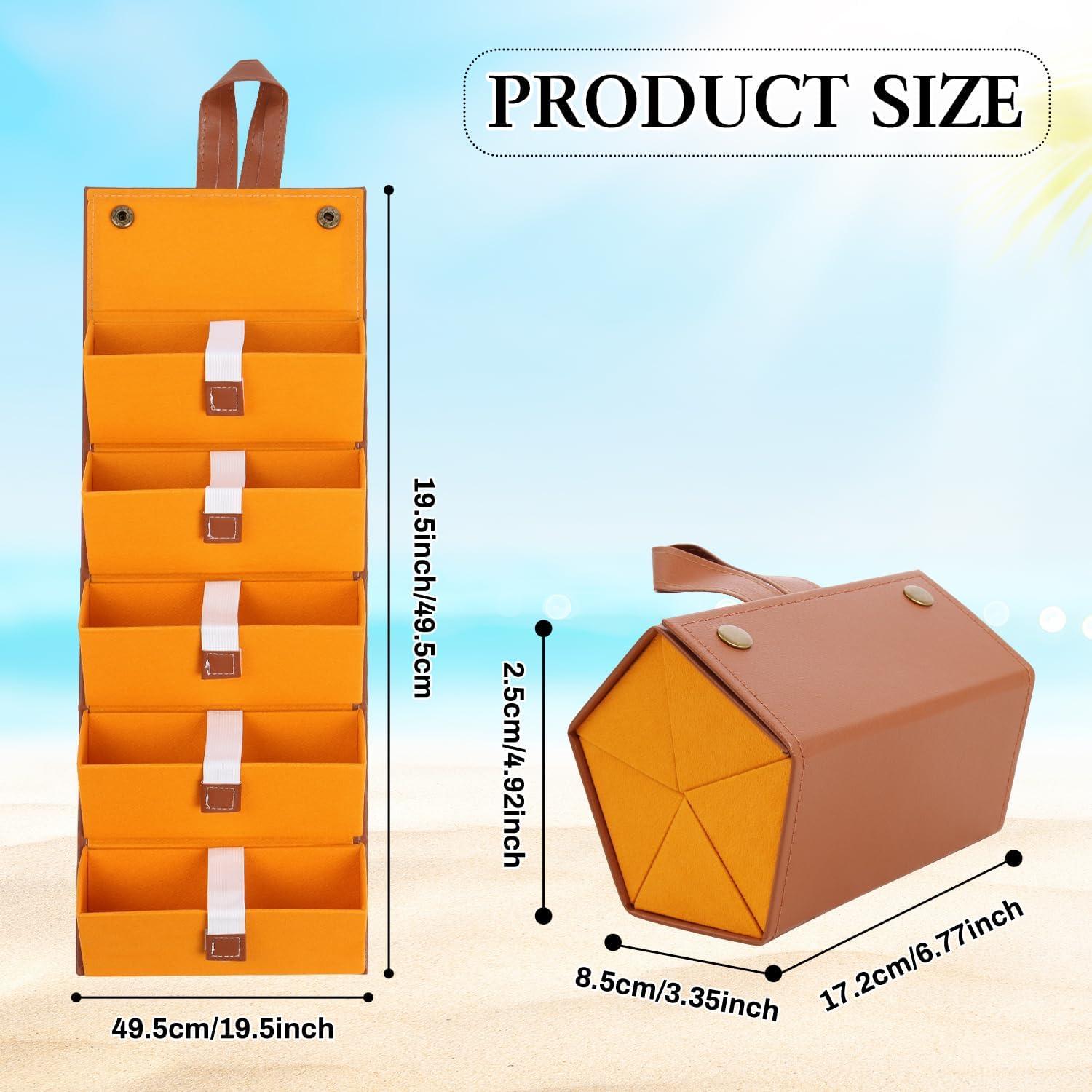 Estuche Organizador de Gafas de Sol Plegable Marrón Ámbar 5 Compartimentos