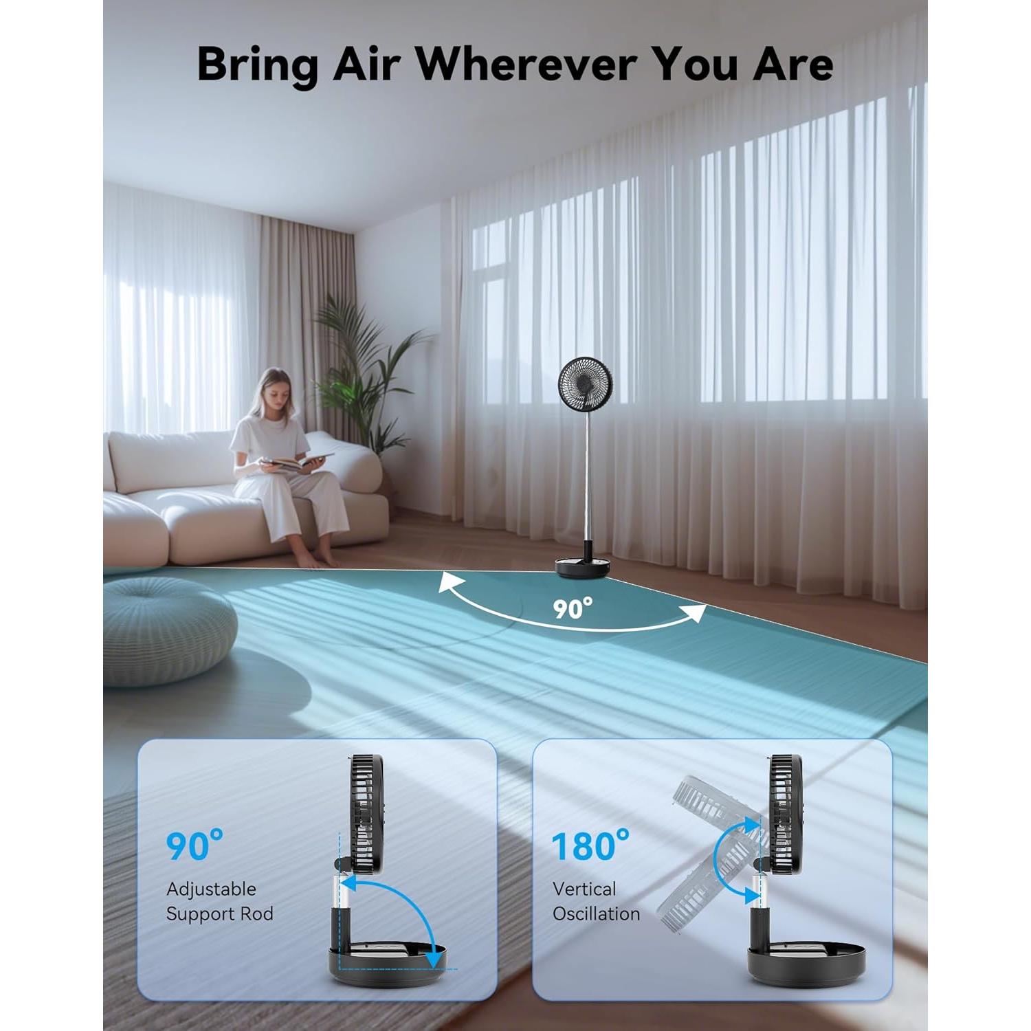 Ventilador de Viaje Oscilante Primelove 8" Recargable USB