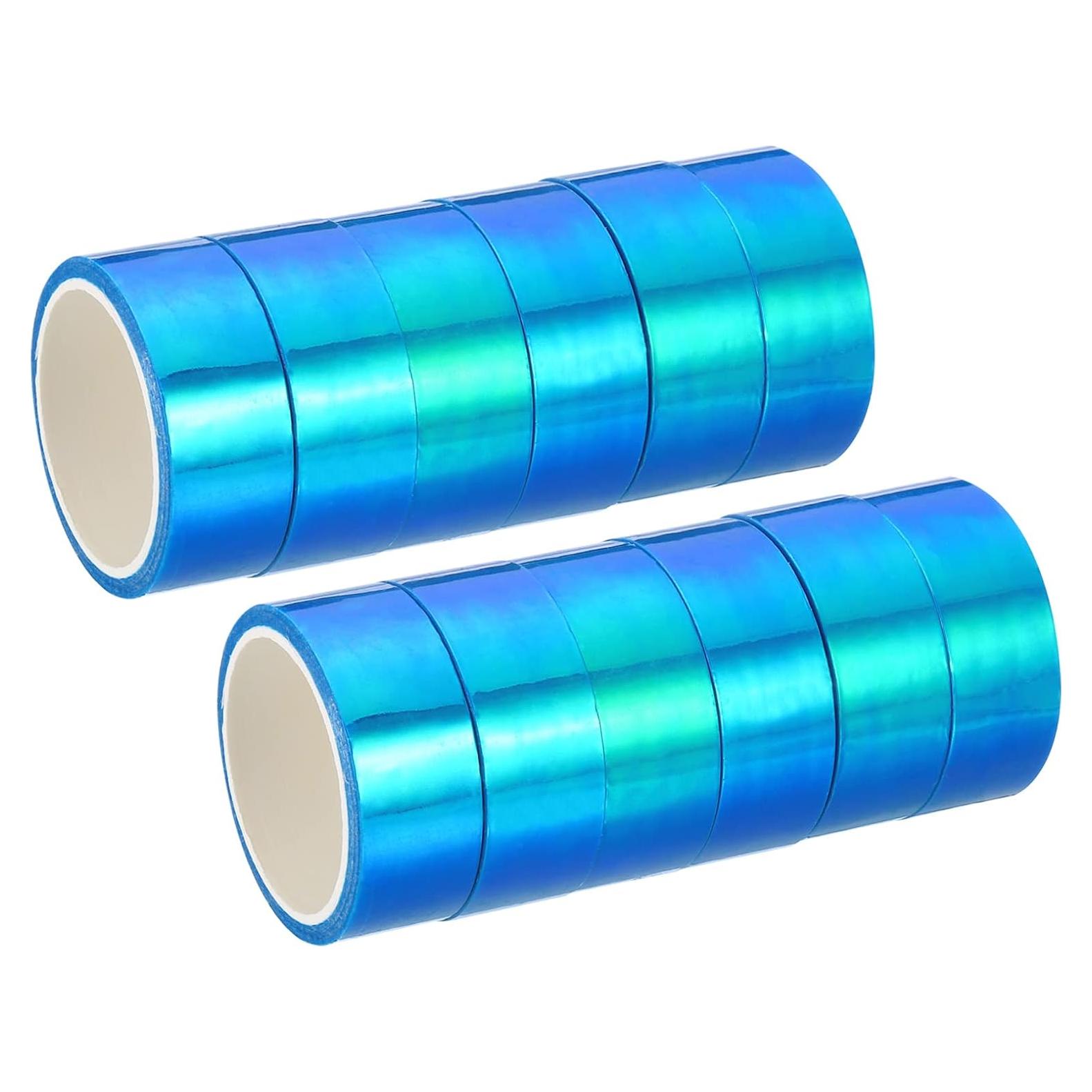 Cinta Metalizada PATIKIL 15 mm x 5 m, 12 Rollos Holográficos Azul