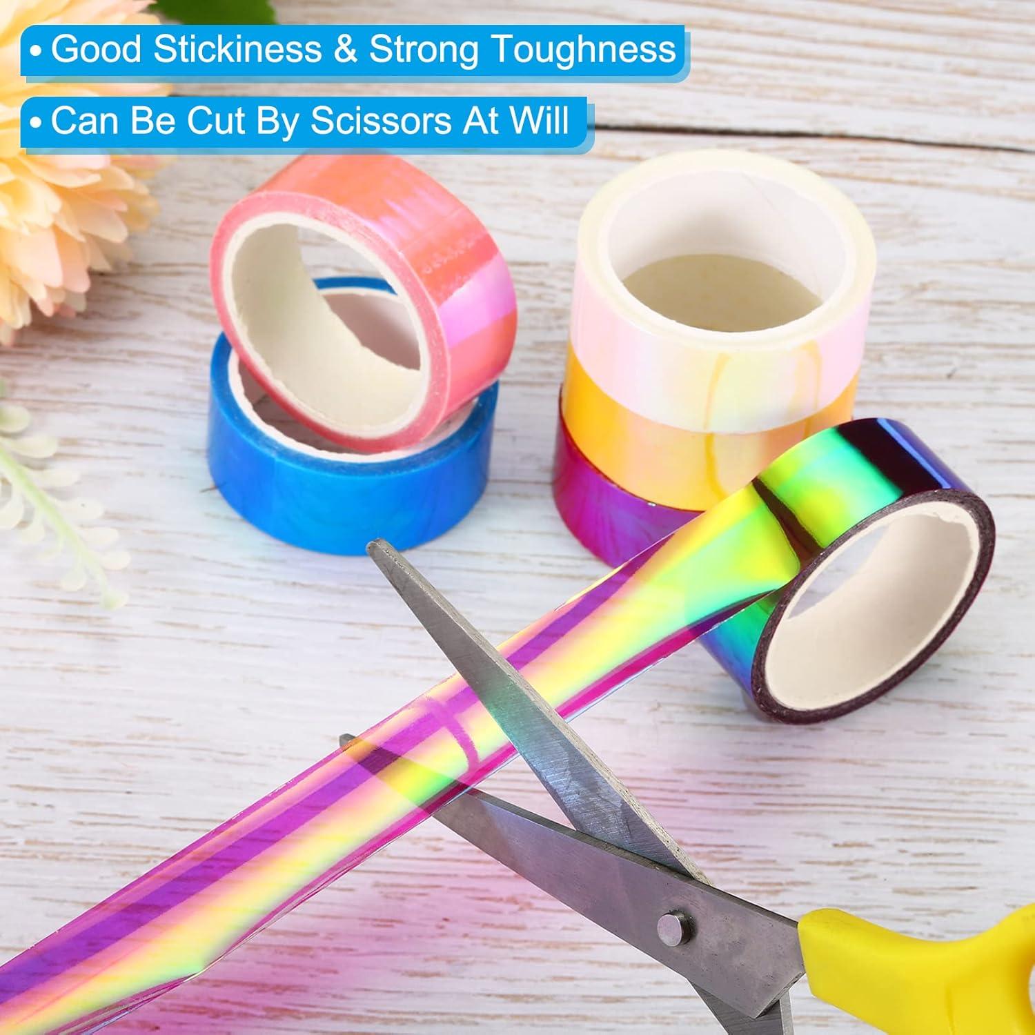 Cinta Metalizada PATIKIL 15 mm x 5 m, 12 Rollos Holográficos Azul