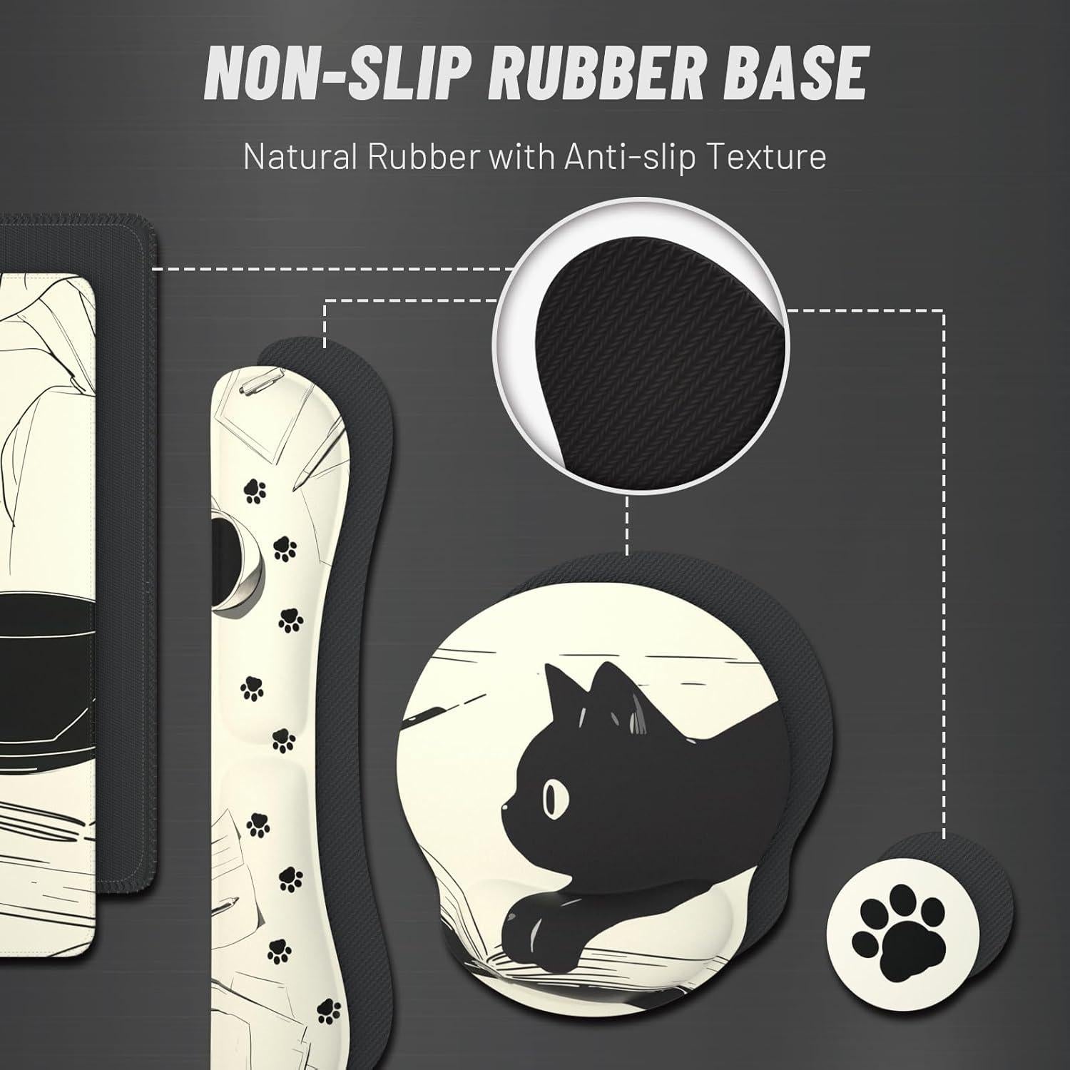 Juego de Alfombrillas de Ratón Ovenbird 4-en-1 Gato Negro