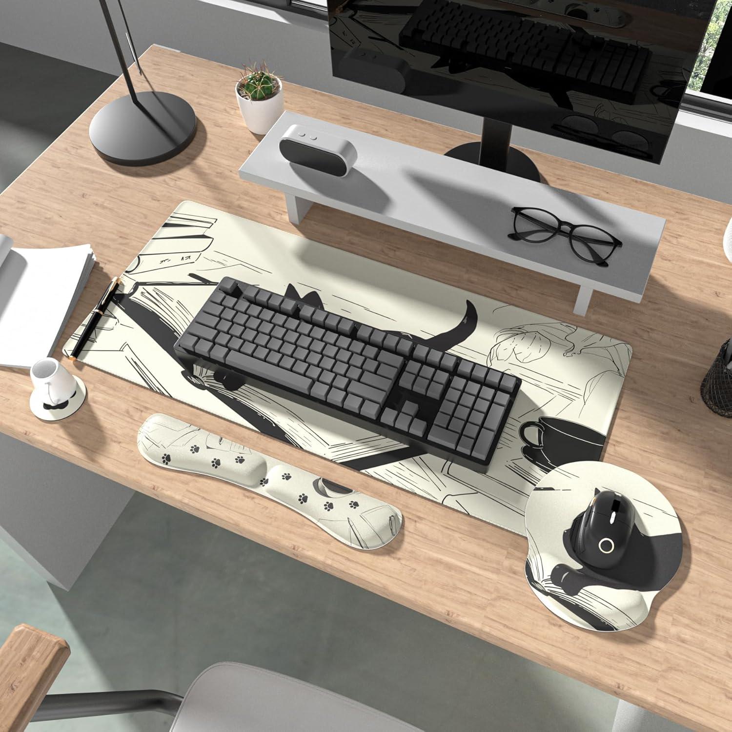 Juego de Alfombrillas de Ratón Ovenbird 4-en-1 Gato Negro